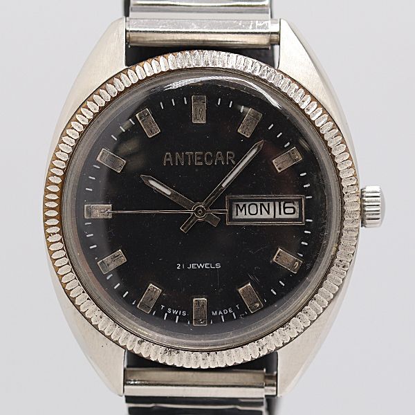 稼働 VIALUX アンティーク 1762 SS 手巻き ブラック文字盤 メンズ腕時計 2000000 11NBG ABC17425 KMT