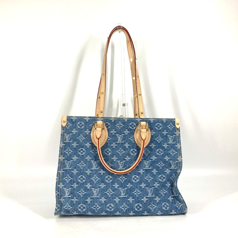 ルイヴィトン LOUIS VUITTON トートバッグ モノグラム デニム オンザゴーMM M46871 ネイビー ルイ ヴィトン モノグラムデニム オンザゴー MM ブルーデニム M46871