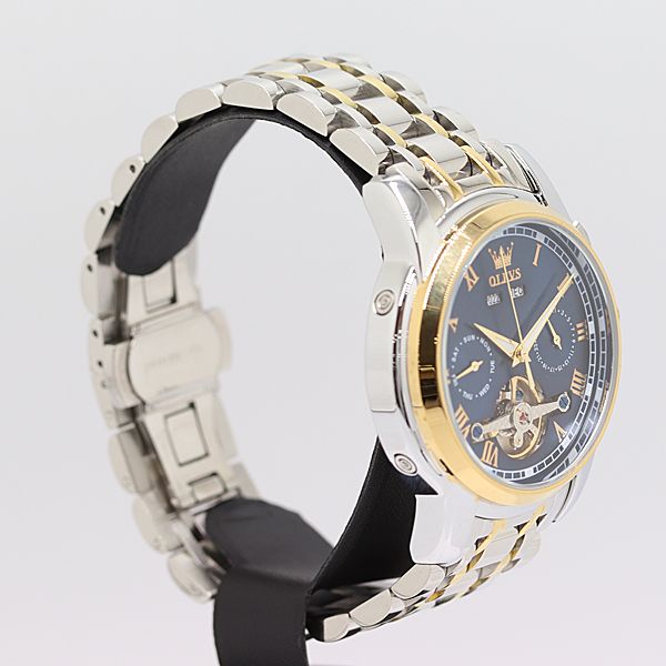 保 稼働 OLEVS 6607 G AT 自動巻 ブルー文字盤 メンズ 腕時計 0572000 11 ERT MTY