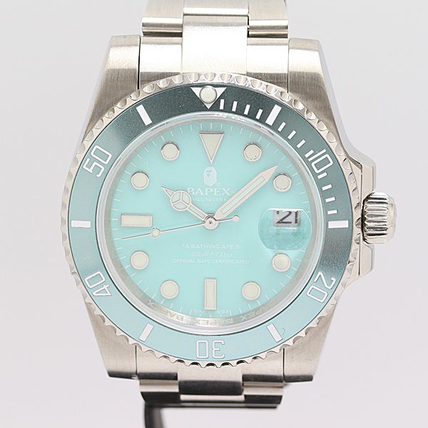 保 稼働 BAPEX ダイバー AT 自動巻 ライトブルー文字盤 メンズ腕時計 0015400 11 JWT MTY