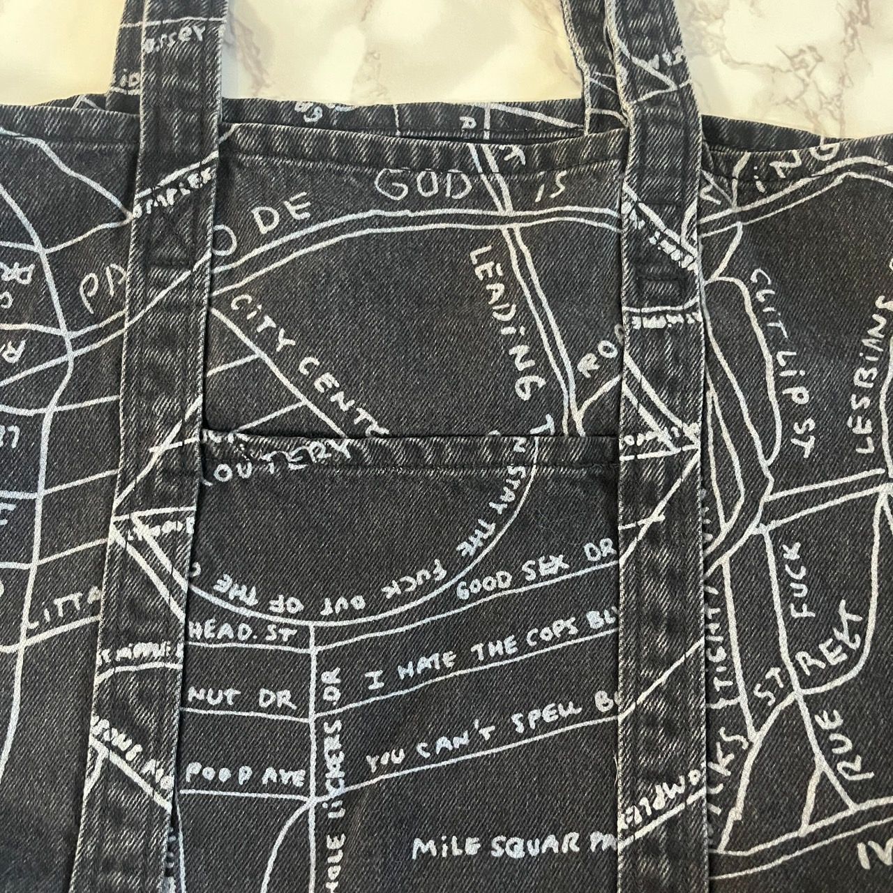 Supreme 地図柄 デニムトートバッグ org.jpg