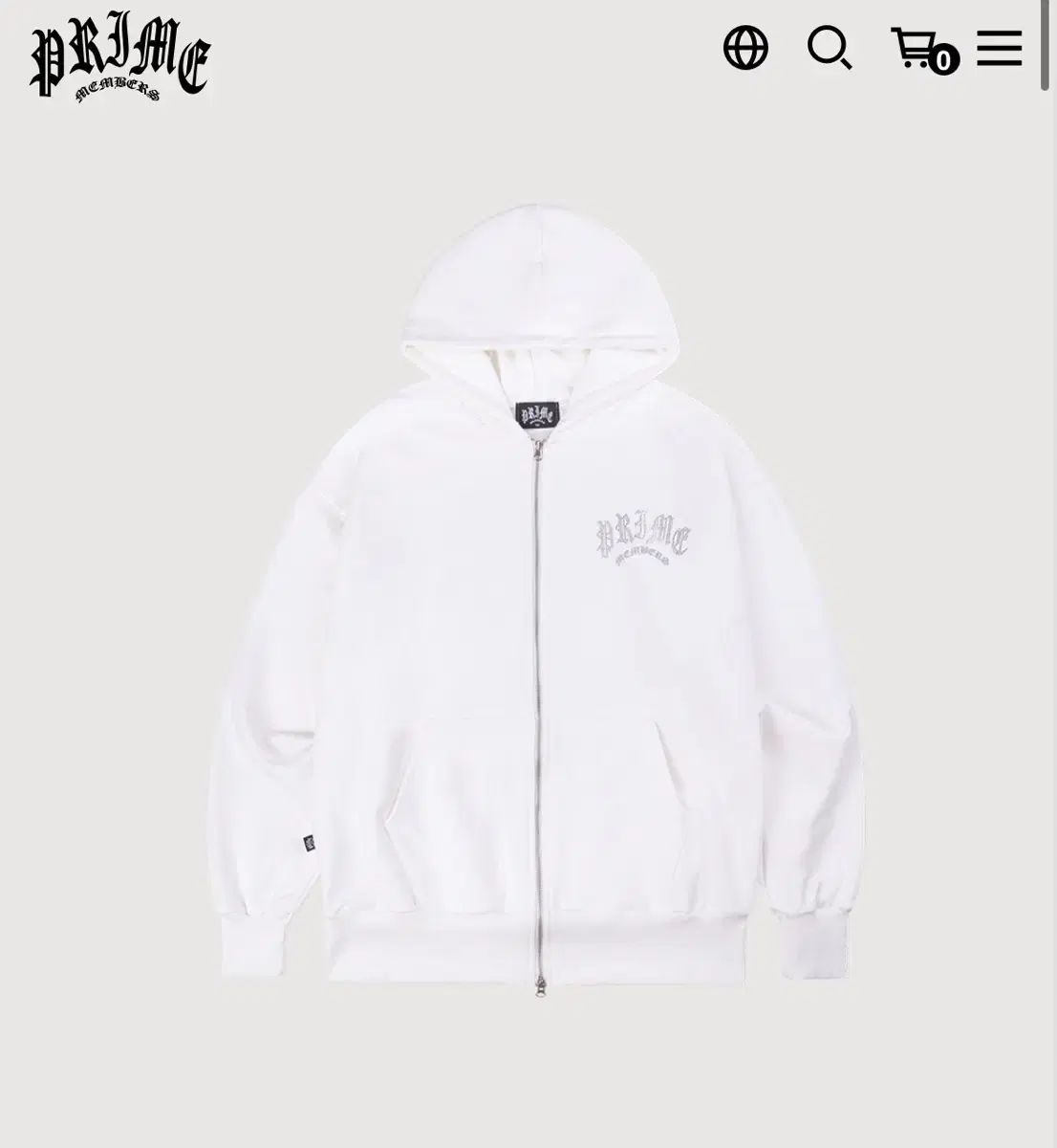 プライムメンバーズ Rhinestone Zip Up White