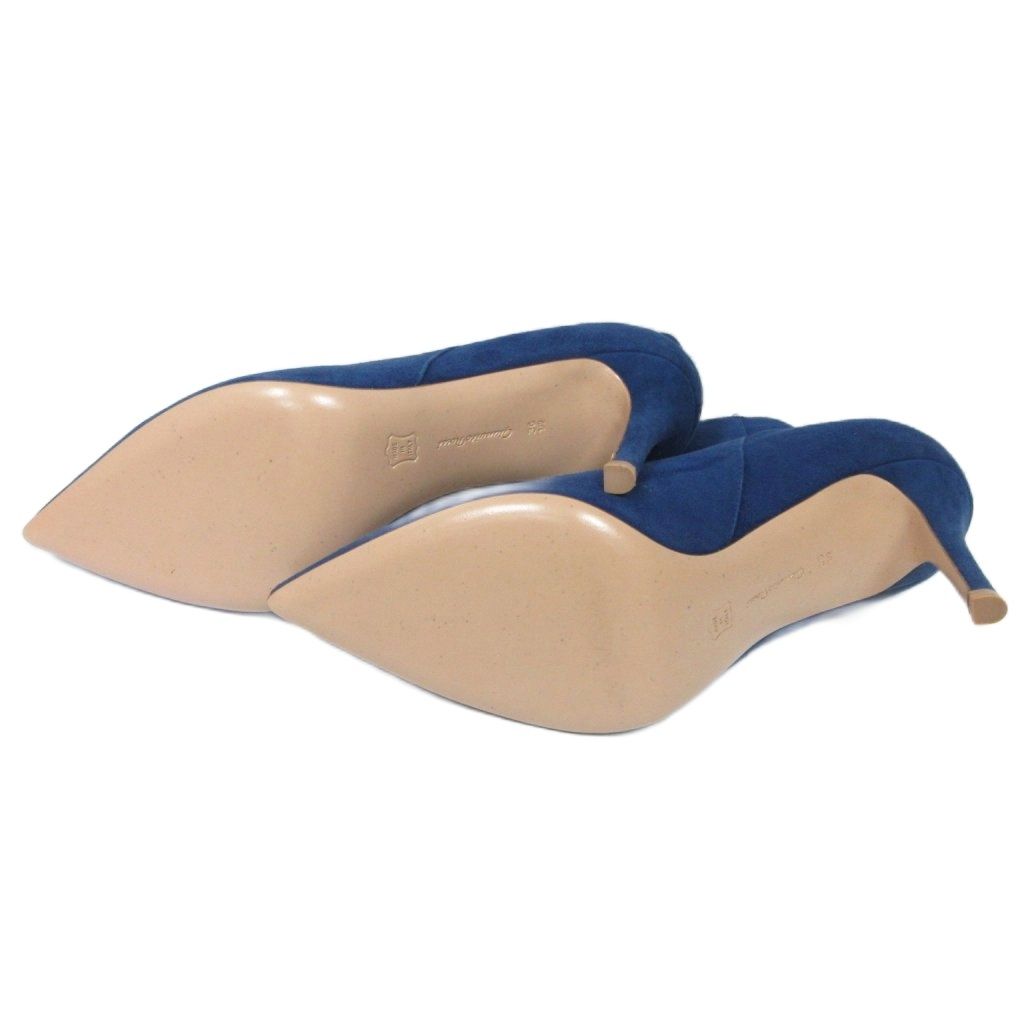 【中古】未使用品 ジャンヴィトロッシ 新ロゴ スエード ショートブーツ ドゥーズィーエムクラス取扱 36.5 青 ■MNK3 ジャンヴィトロッシ Gianvito Rossi 極美品 新ロゴ スエード ショート