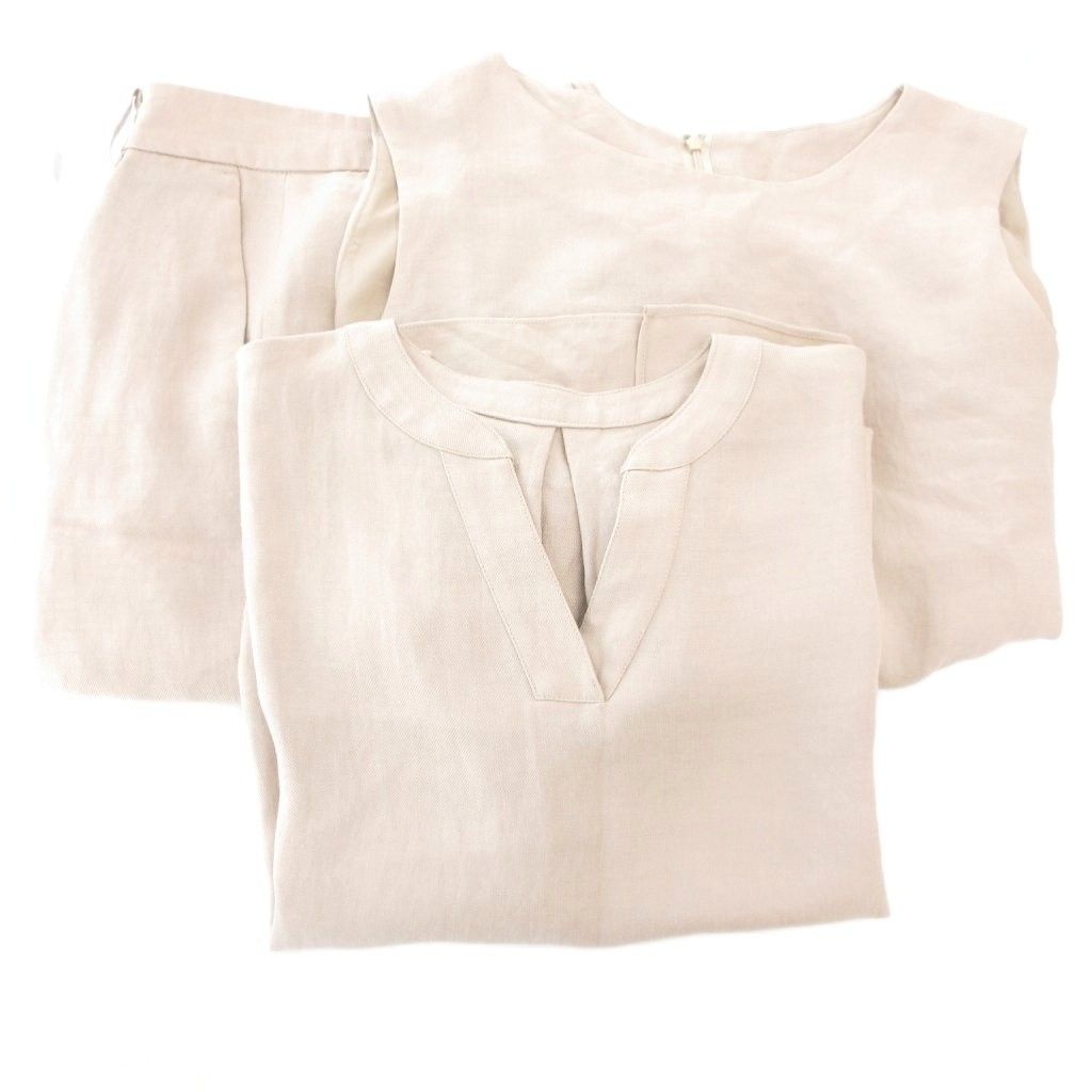 ステュディオス 20 SS 3点セット シャツ ブラウス パンツ F 半袖 センタープレス ベージュ AE