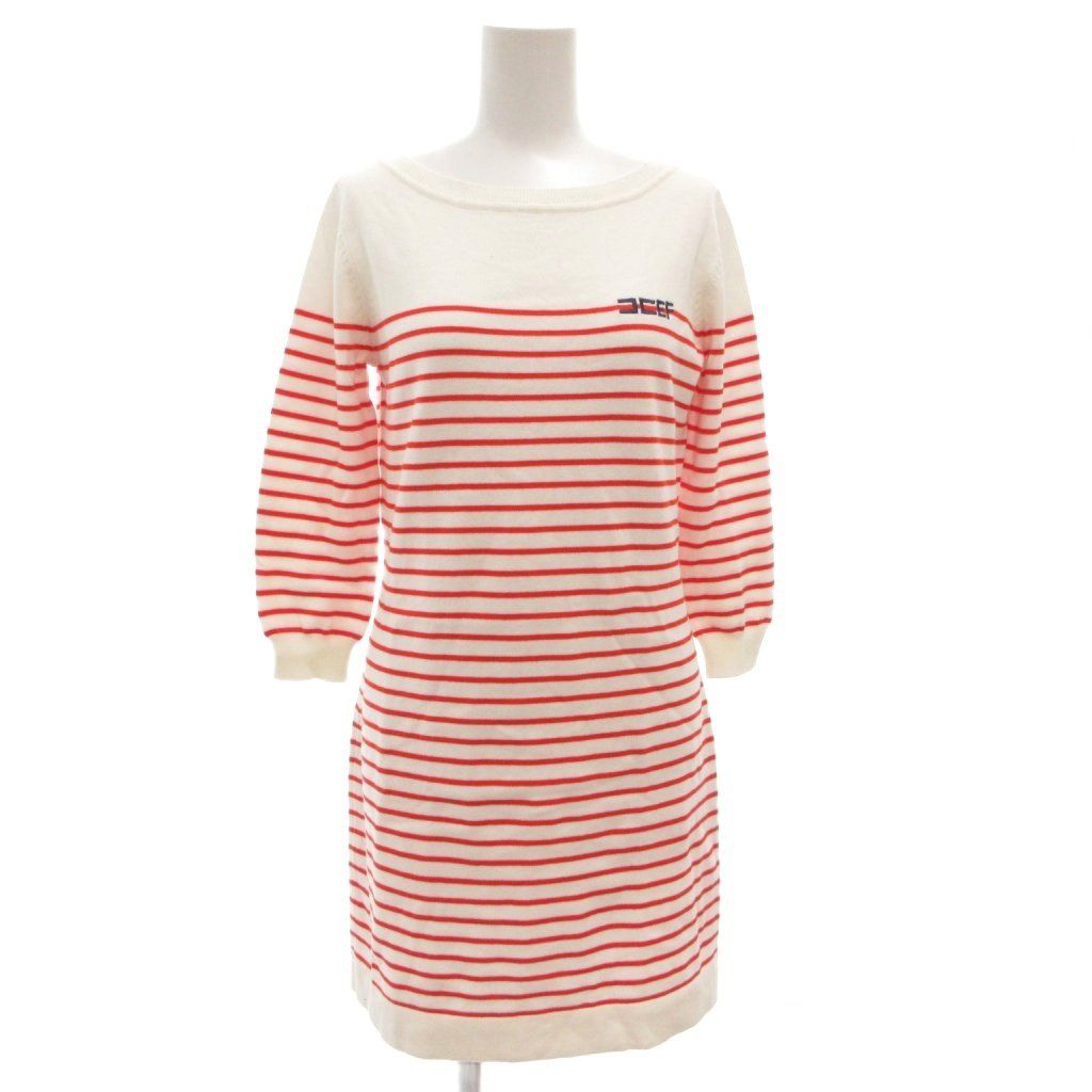 【中古】未使用品 エリザベッタ フランキ ELISABETTA FRANCHI タグ付き ボーダーニットワンピース 長袖 ミニ 40 エリザベッタ フランキ ELISABETTA FRANCHI タグ付き ボーダーニット