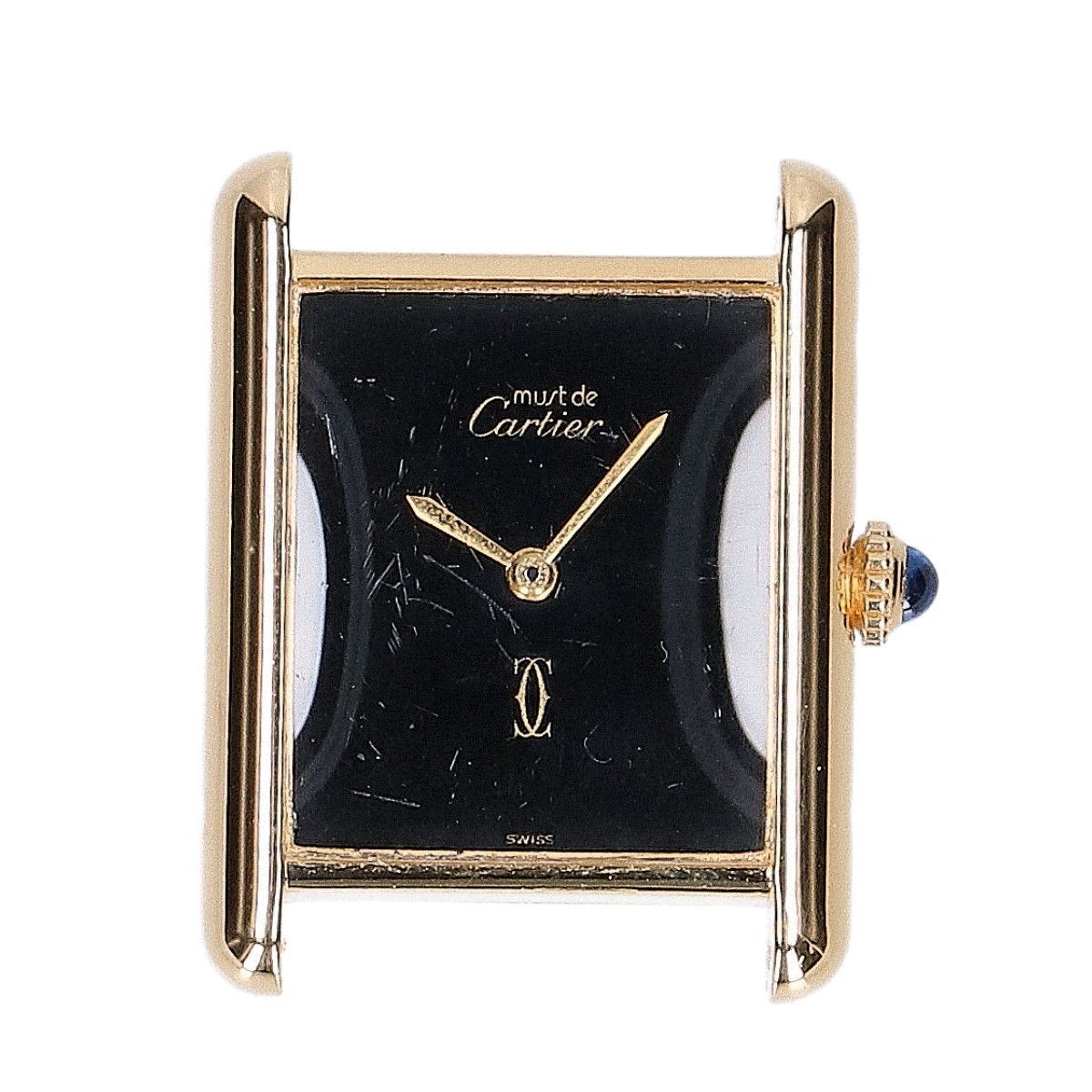 Cartier カルティエ 76ｰ81年 925 マストタンクヴェルメイユLM 黒文字盤 手巻き