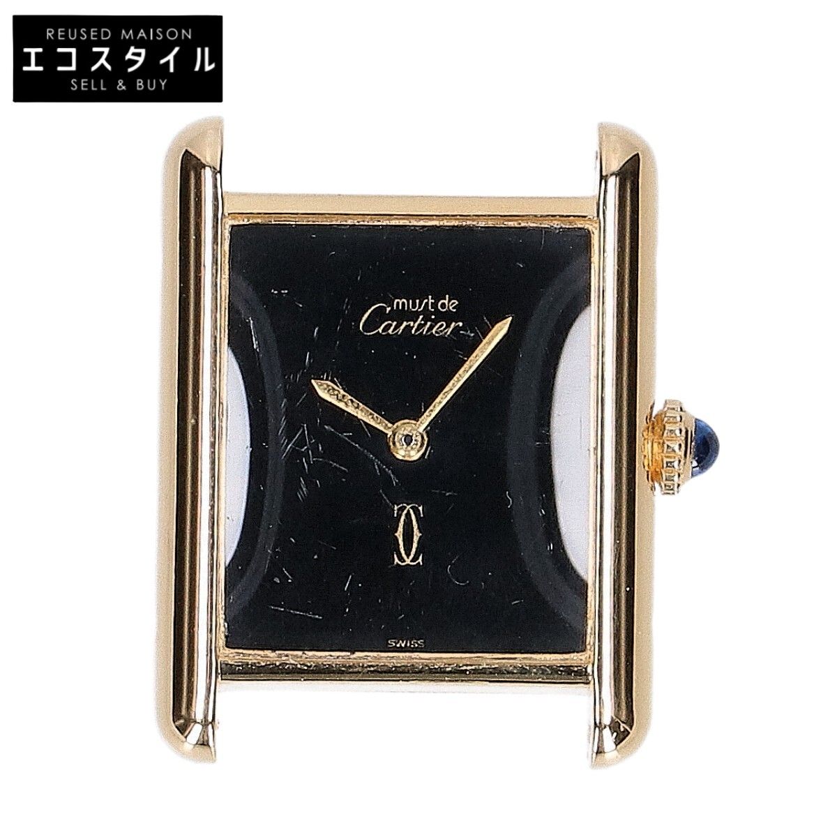 Cartier カルティエ 76ｰ81年 925 マストタンクヴェルメイユLM 黒文字盤 手巻き -