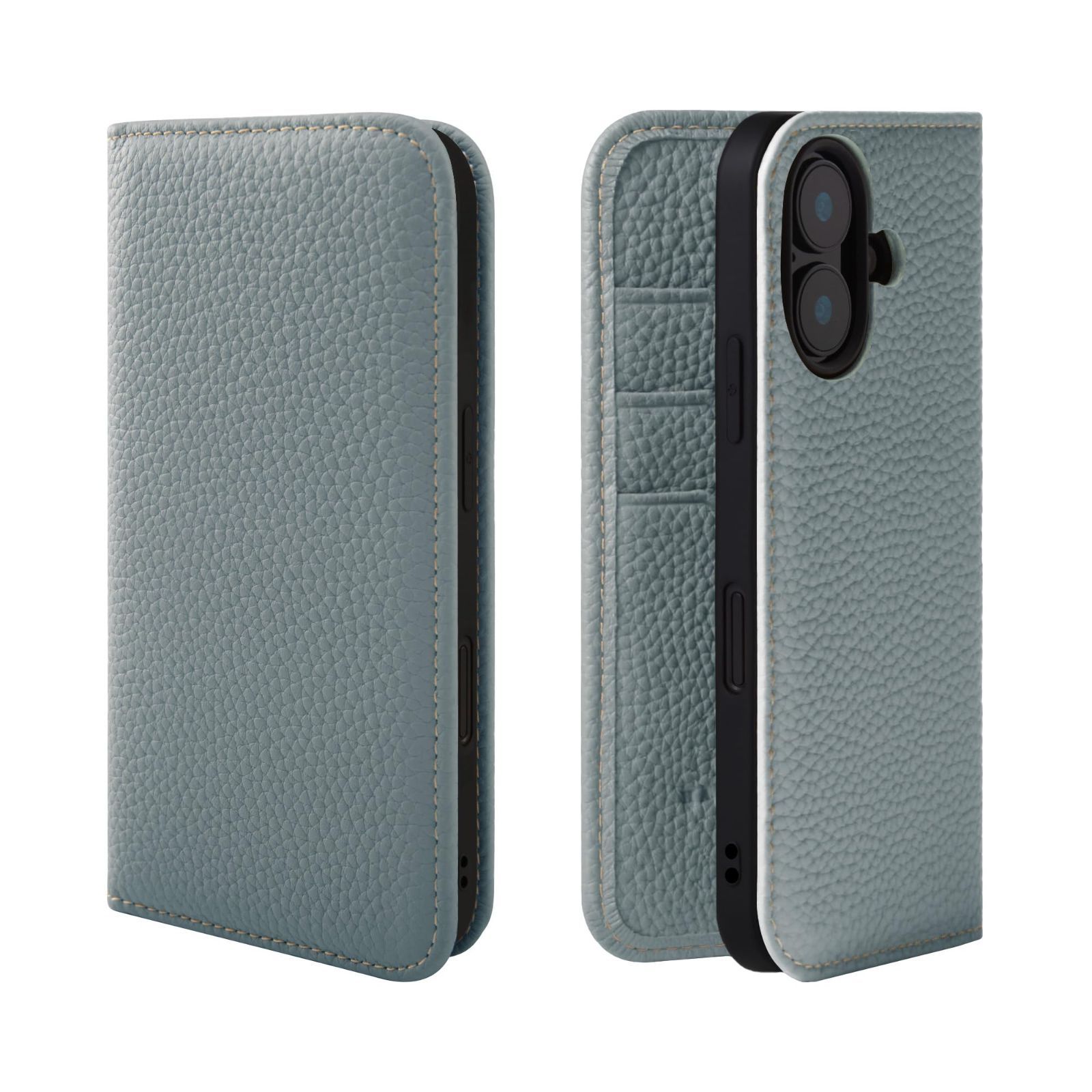 ケース 手帳型 本革 スマホケース スマホ スタンド コードホルダー 付き iPhone 16 シュリンクカーフレザー ギフト マグネットなし アイシーブルー PH-16-IcyBlue 女性 彼女 HANATORA お母さん