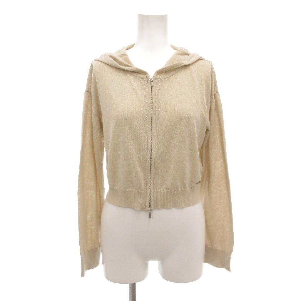 フォクシー FOXEY 23年 Andressa パーカー フーディ 38 S ニット ジップアップ 長袖 ベージュ AE