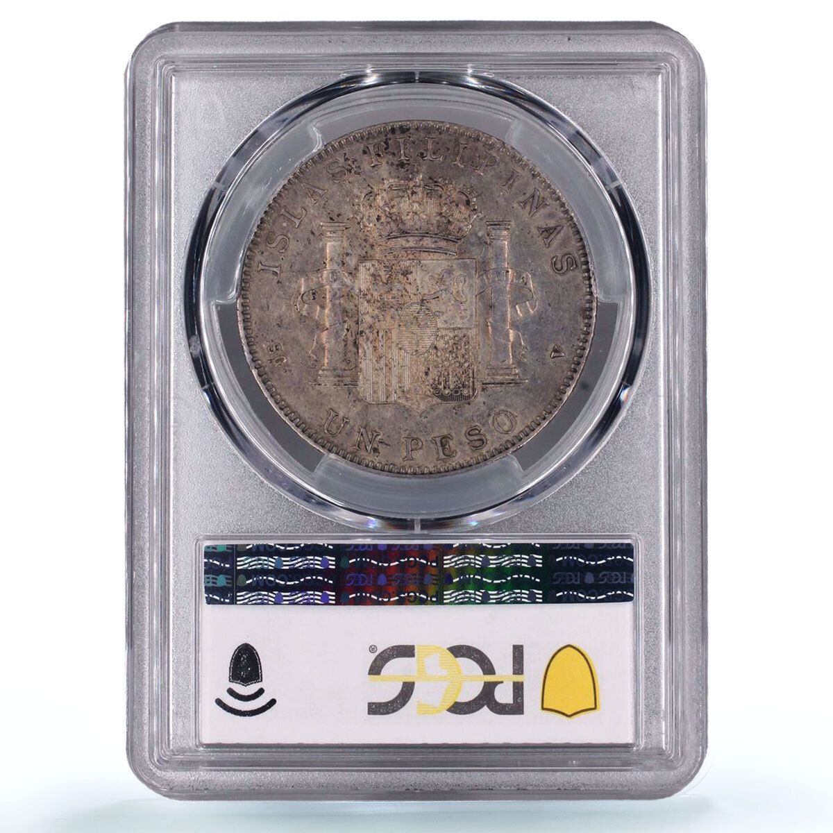 フィリピン 1ペソ アルフォンソ13世 幼少期の肖像 AU55 PCGS 銀貨 1897