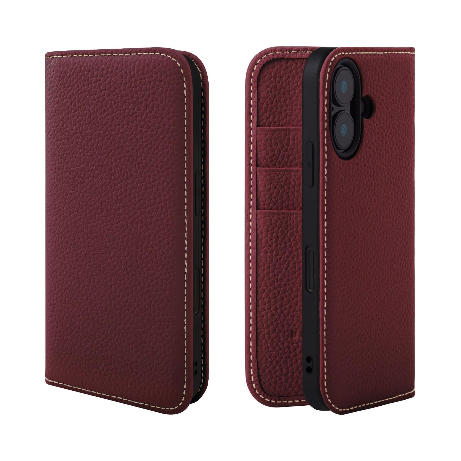 付き シュリンクカーフレザー コードホルダー ギフト マグネットなし スタンド ワインレッド PH-16-WineRed スマホ スマホケース 女性 彼女 本革 お母さん 手帳型 お父さん ケース 30代 40代 i
