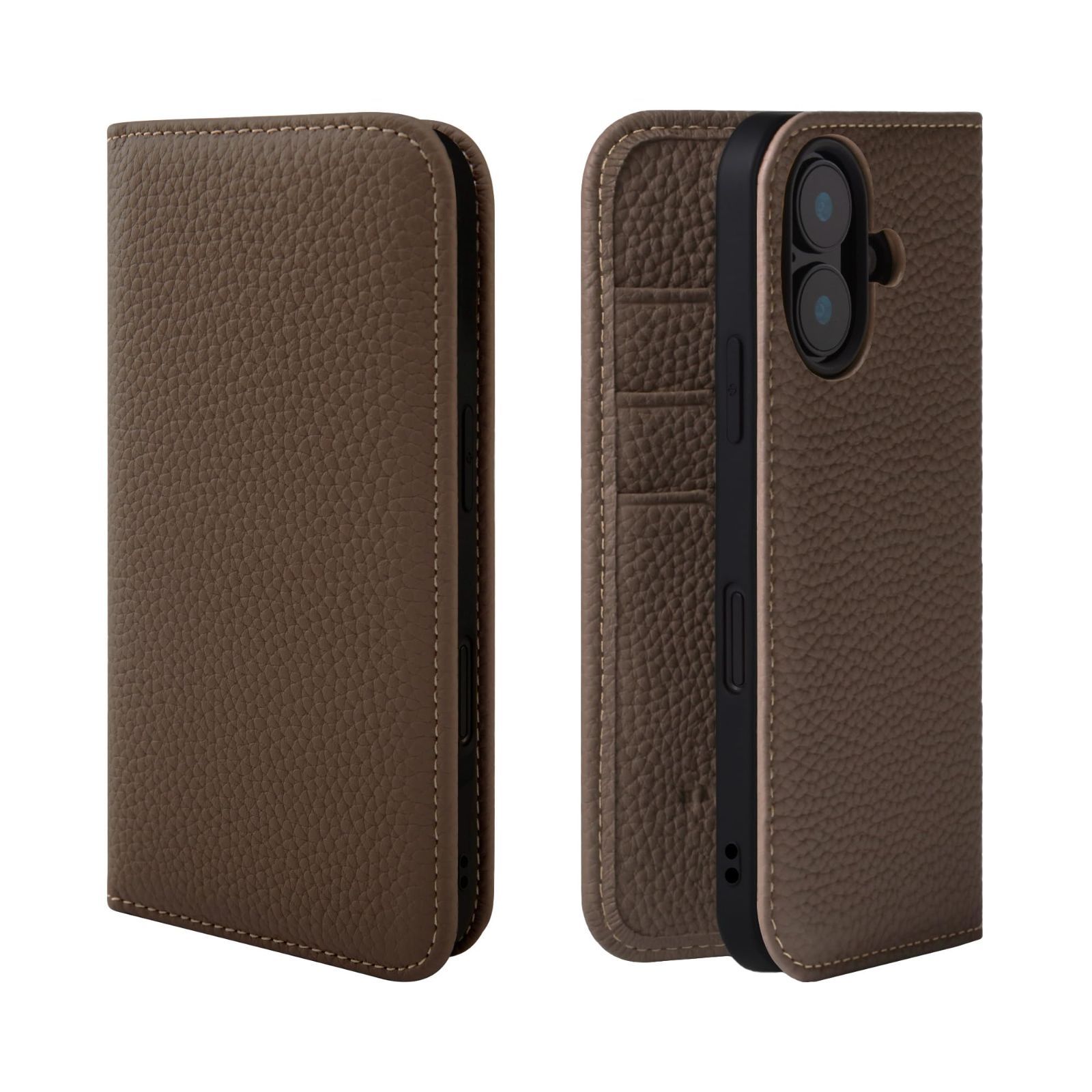 スマホ スタンド スマホケース コードホルダー 付き シュリンクカーフレザー 本革 ギフト マグネットなし トープ PH-16-Taupe 手帳型 女性 ケース 彼女 お母さん お父さん iPhone 16 30代 4