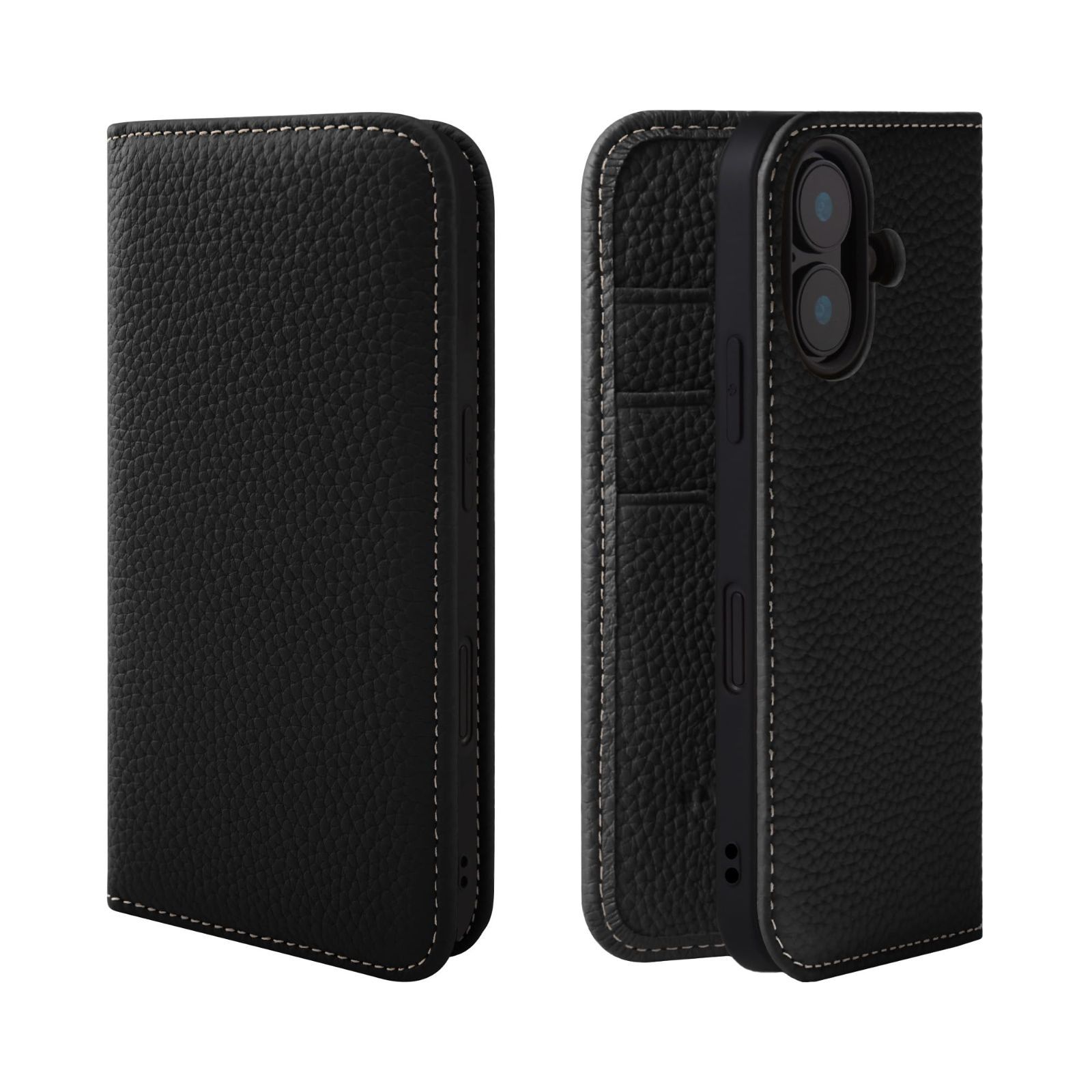 彼女 女性 お母さん ギフト お父さん PH-16-Black ブラック マグネットなし シュリンクカーフレザー 30代 付き コードホルダー 40代 スタンド スマホ 50代 スマホケース 本革 60代 手帳型 ケ