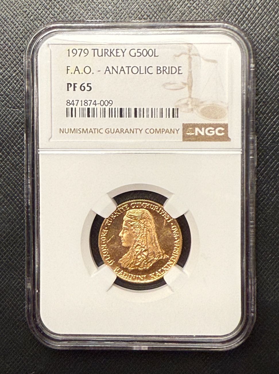 トルコ 1979年 金貨 500リラ NGC PF65 F.A.O. アナトリック・ブライド