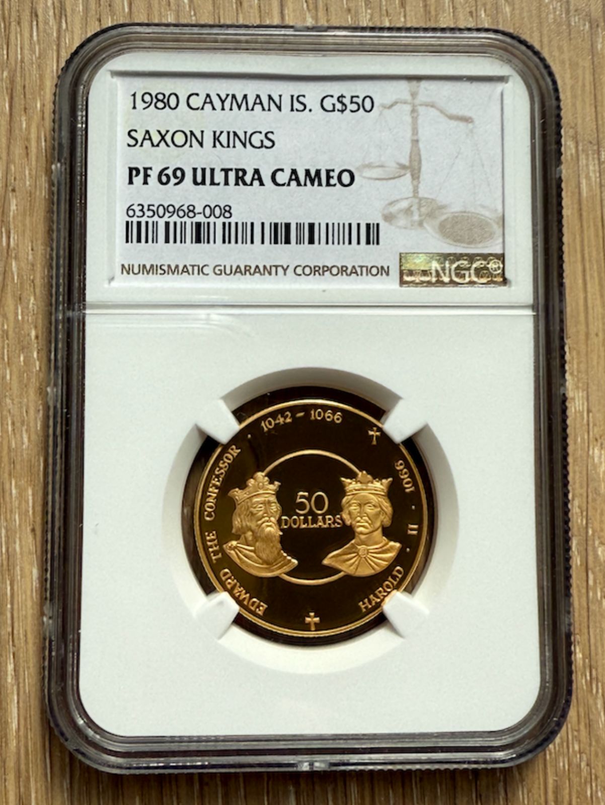 ケイマン諸島 1980年 50ドル金貨 NGC PF 69 UC サクソンキングス