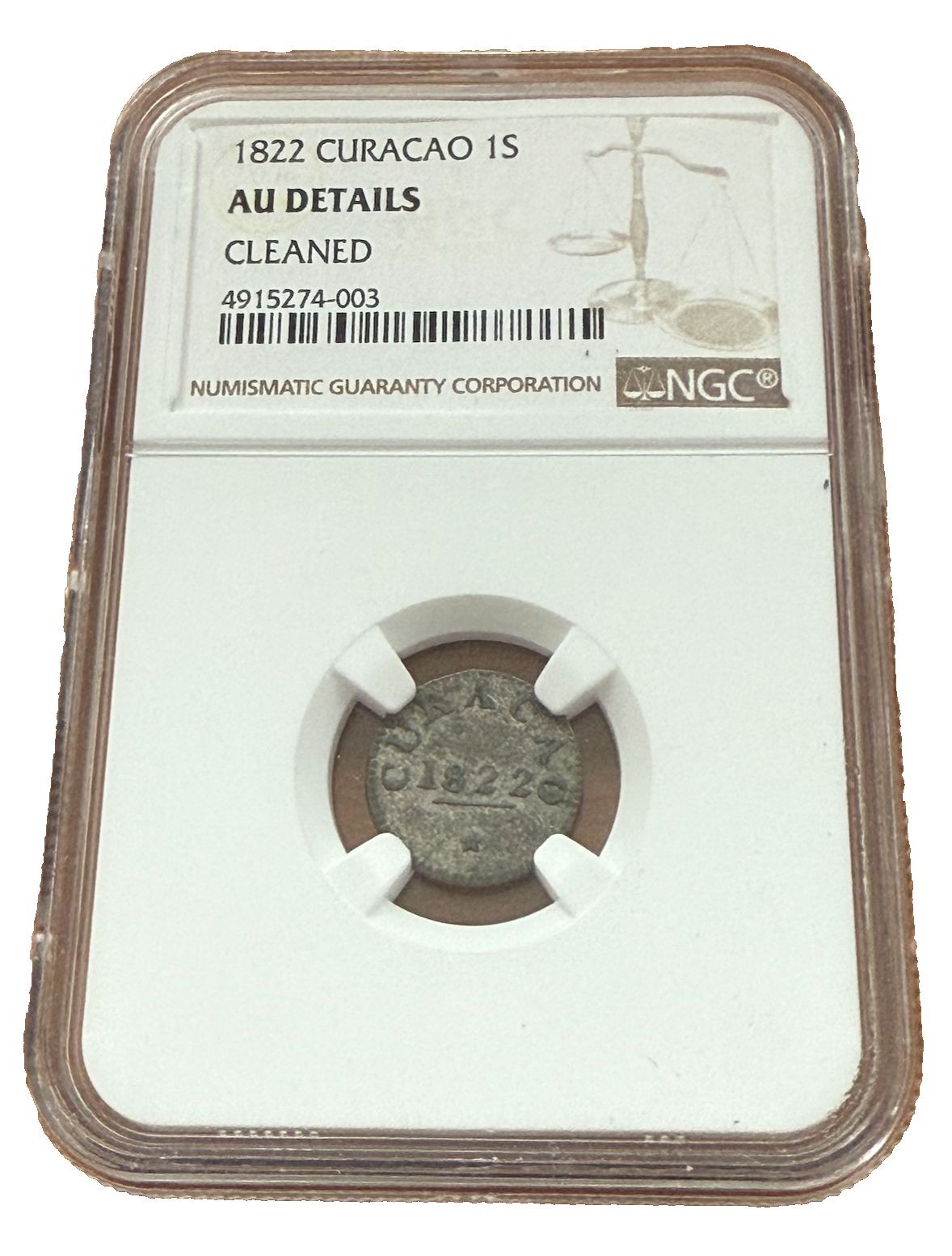 キュラソー 1822 シルバー 1 Stuiver NGC AU 詳細