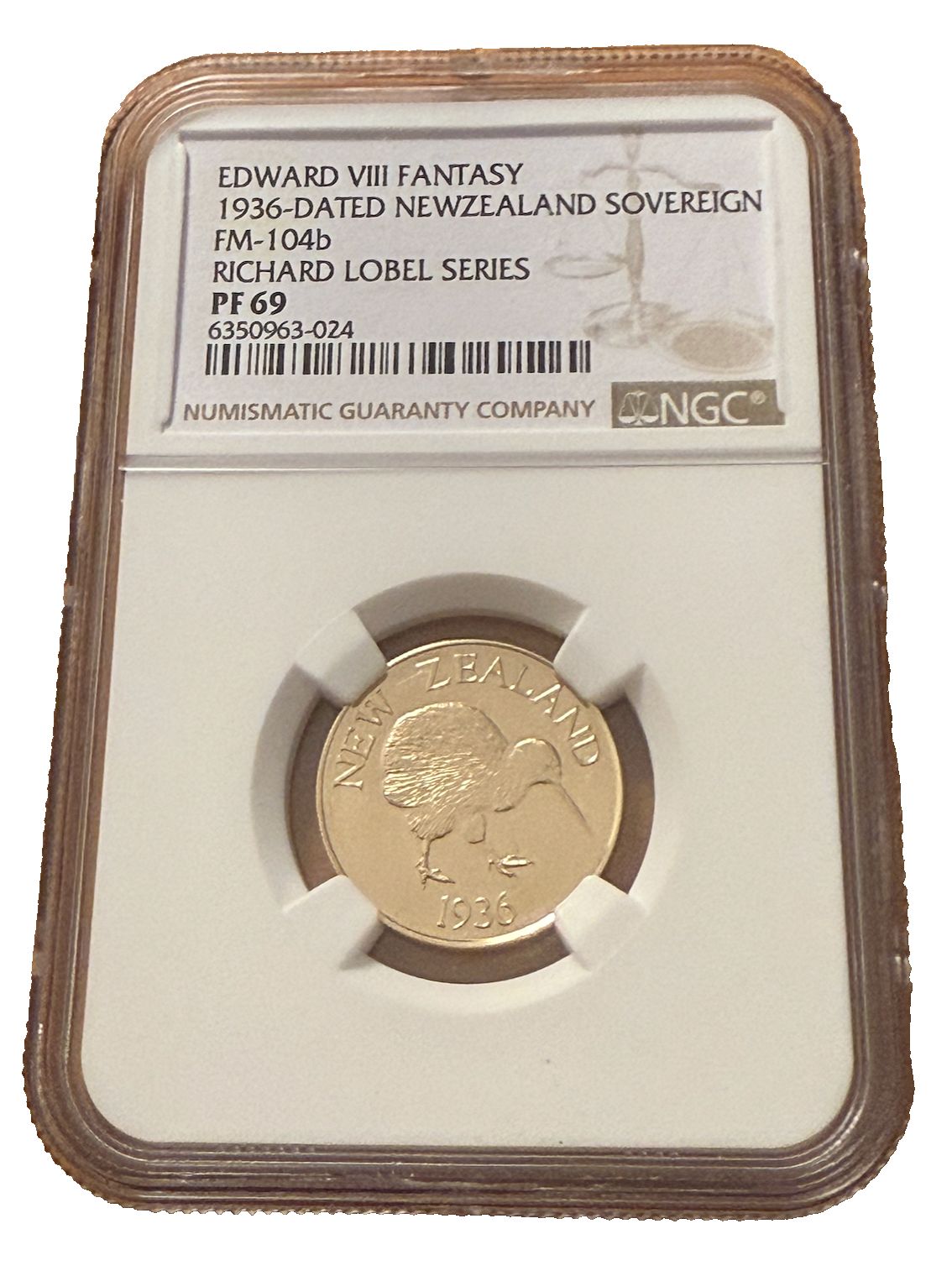 ニュージーランド 1936年 日付入り ゴールド 1 ソブリン NGC PF 69 リチャード ローベルシリーズ ファンタジー
