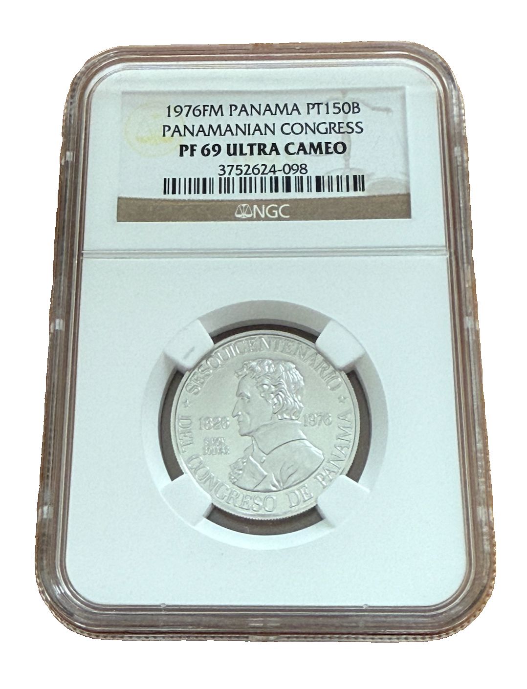 パナマ 1976 FM プラチナ 150 バルボア NGC PF 69 UC コングレス