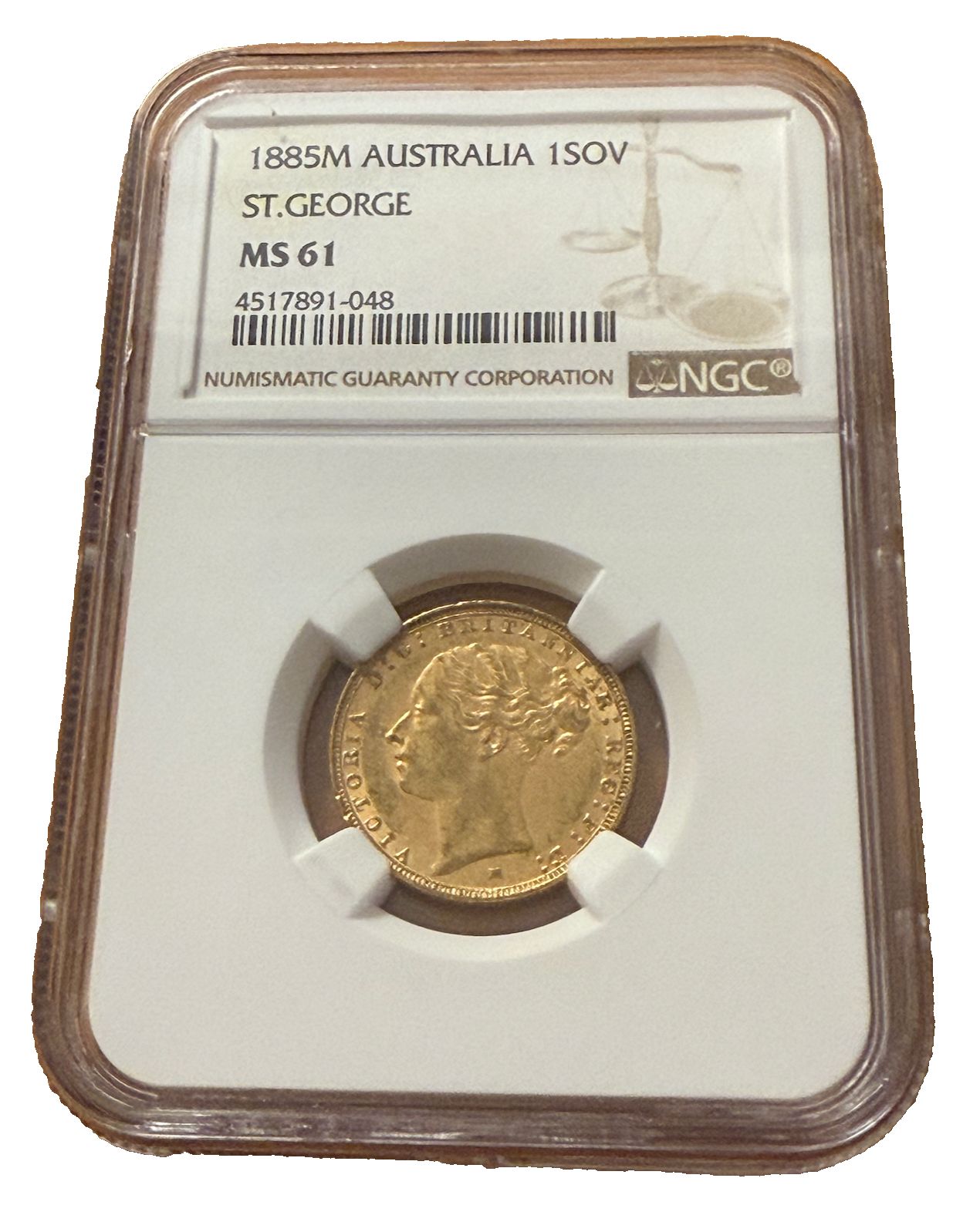 アトラリア 1885 M ゴールド 1 ソブリン NGC MS 61 セントジョージ ビクトリア
