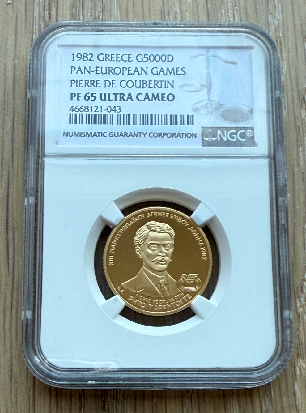 ギリシャ 1982年 金貨 5000ドラクマ NGC PF 65 UC 汎ヨーロッパ競技大会