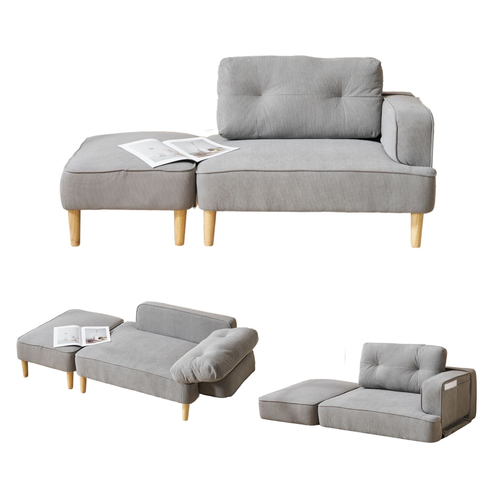 数量 2 3人掛けソファー Ｌ字ソファー ソファ ソファベッド カウチ 自由レイアウト ダイニングソファー オットマン コーナーソファー おしゃれ カウチソファ 5 WAY 左右に使える 調節 な肘掛け 取付 な脚