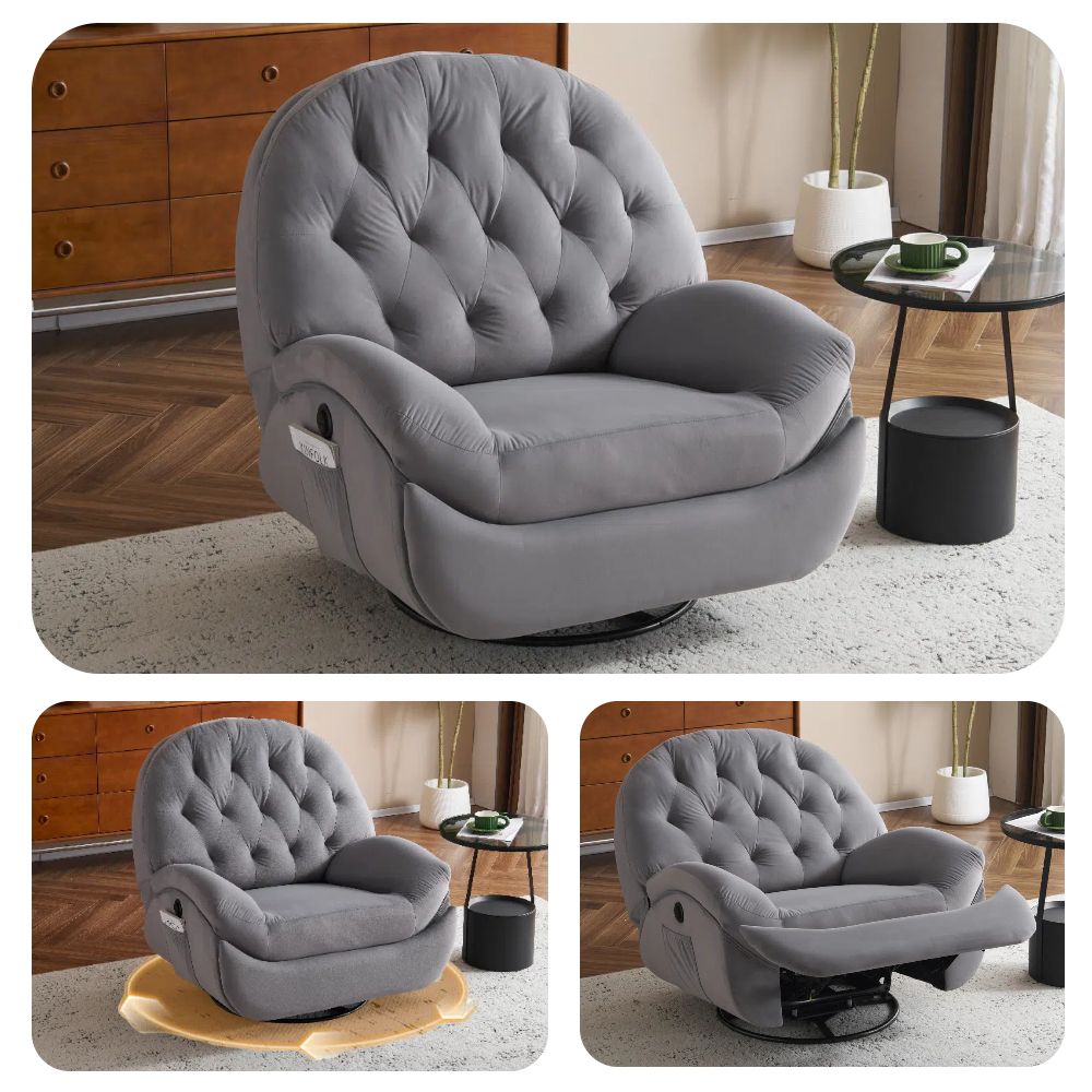 数量 電動1人掛けソファー リクライニングチェア ゲーミングチェア ベルベット 貝殻のデザイン 270度回転式 背もたれ調節105-165度 簡単昇降ボタン 快適なリビング必需品