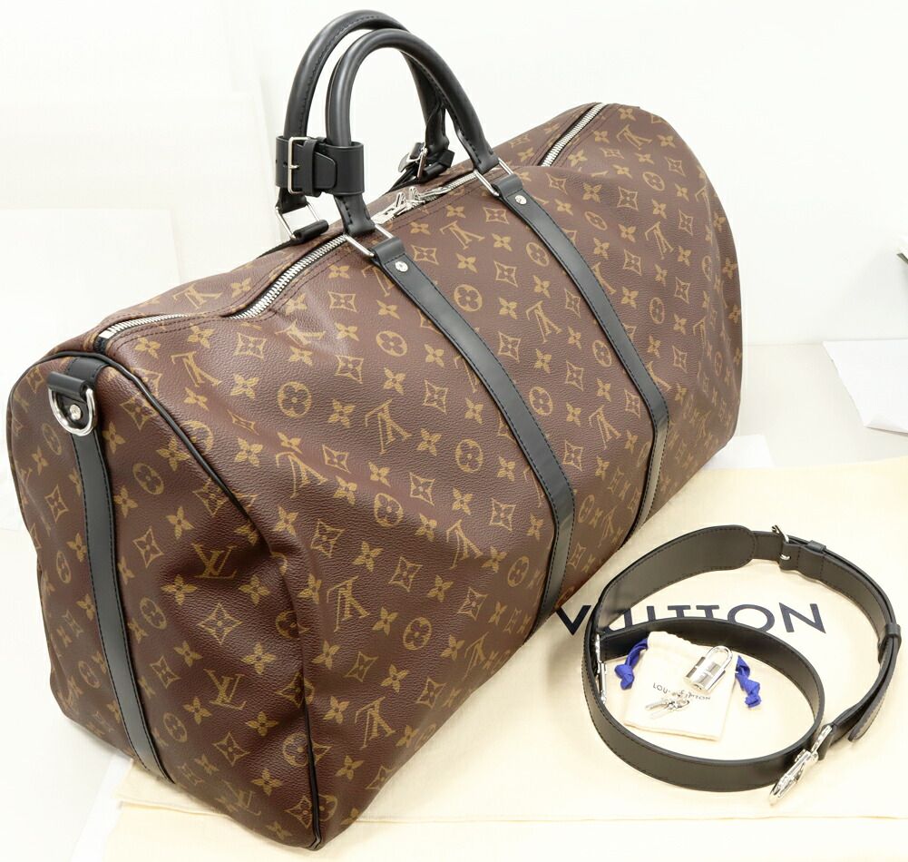 ルイヴィトン ボストンバッグ 旅行カバン モノグラムマカサー キーポル バンドリエール 55 M 56714