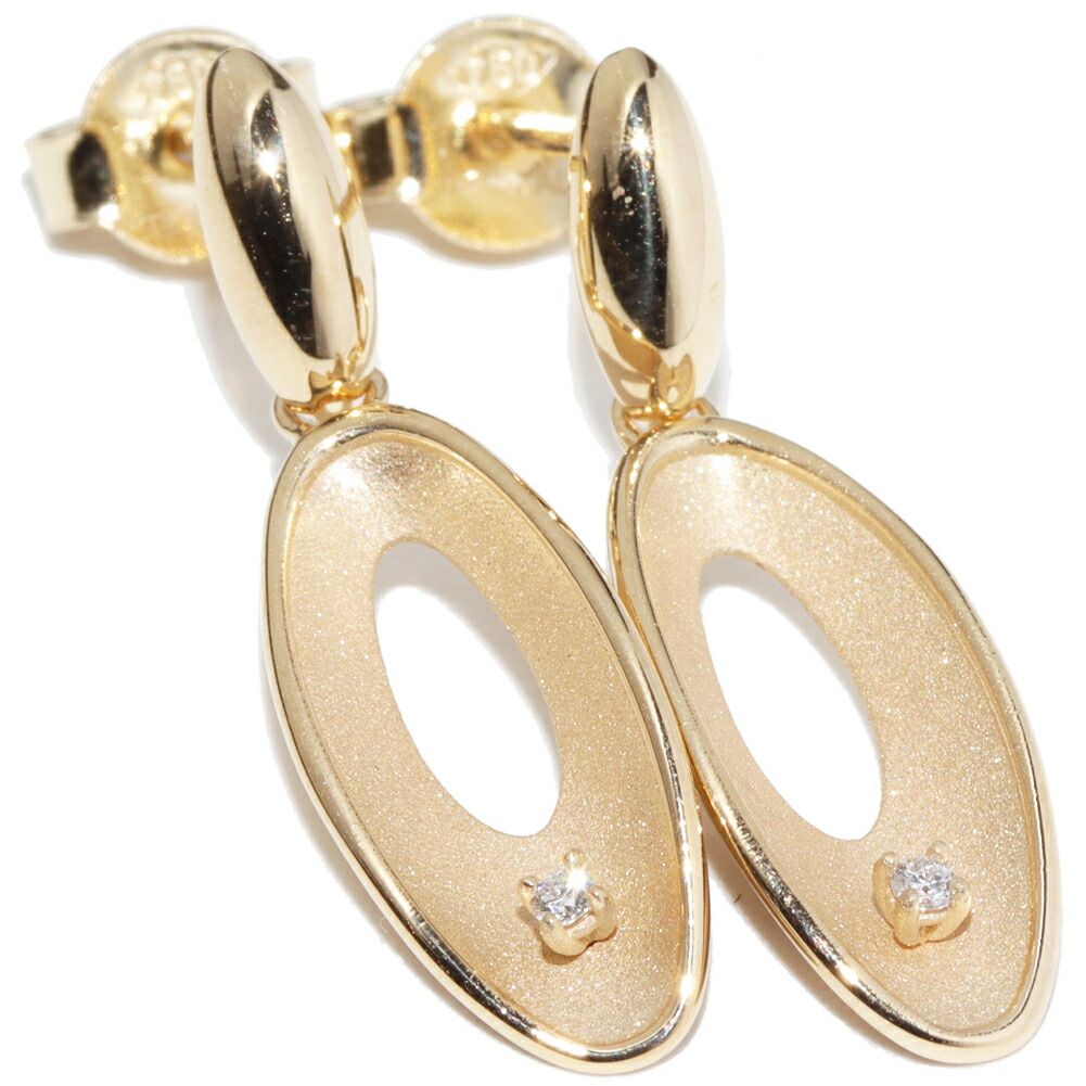 ピアス K 18 YG ダイヤ2 P オーバル