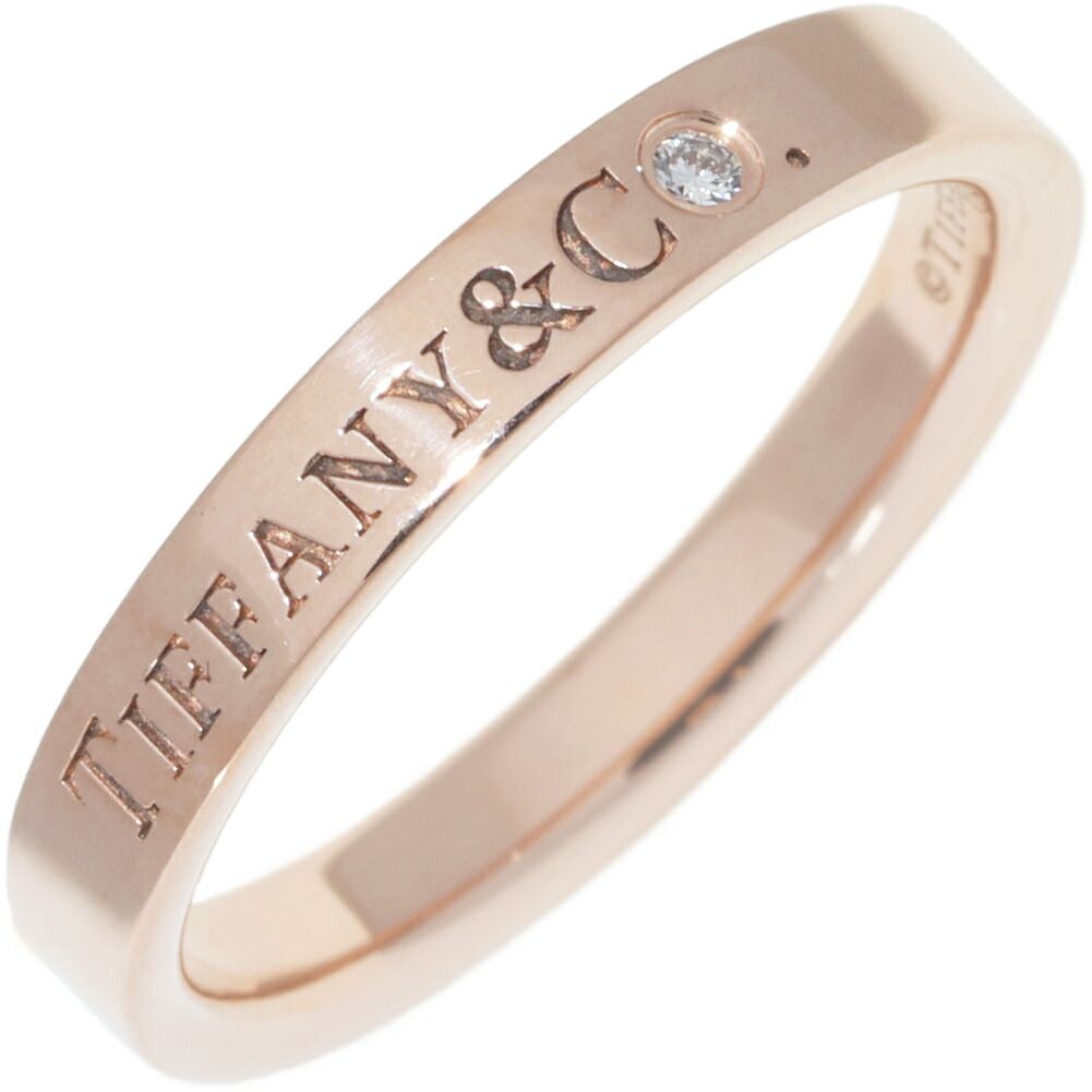ティファニー 指輪 K18PG ダイヤ1P 0.01ct T-CO.バンドリング フラットバンドリング 幅3ミリ