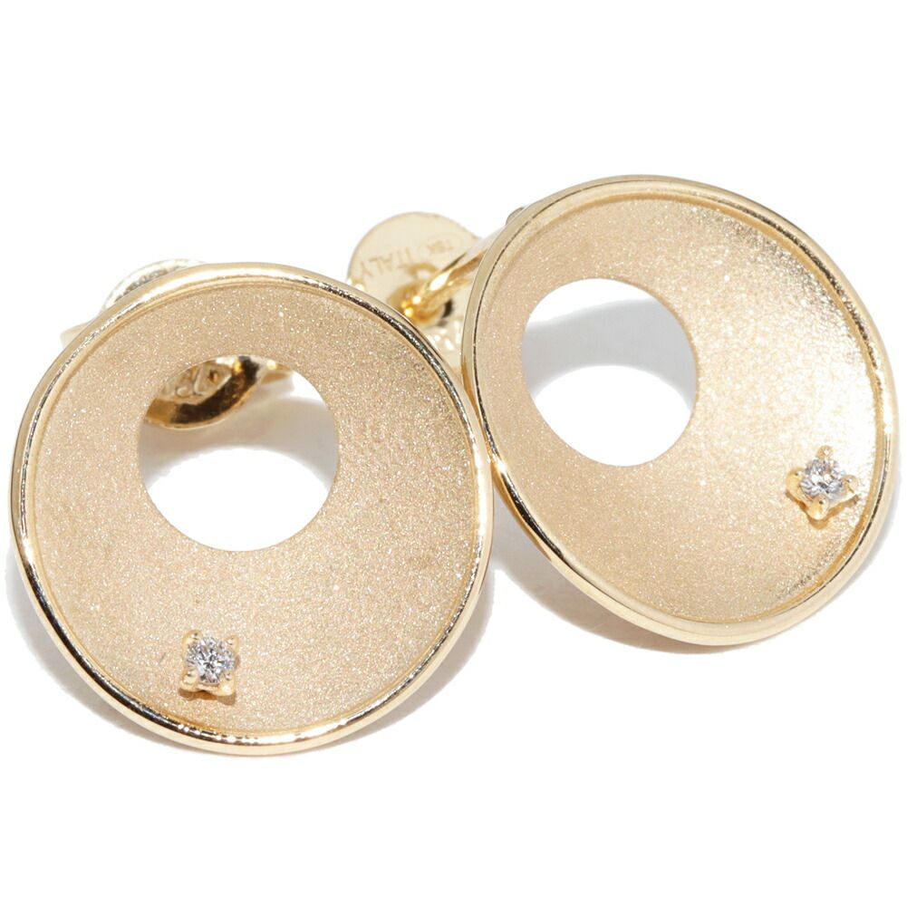 ピアス K 18 YG ダイヤ2 P サークル