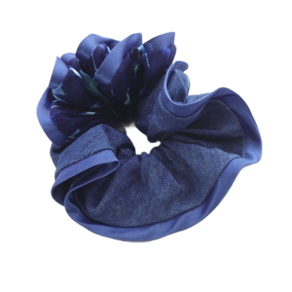 アッカ acca ライトデニム×総柄 サテンシュシュ 青 ブルー - メルカリ