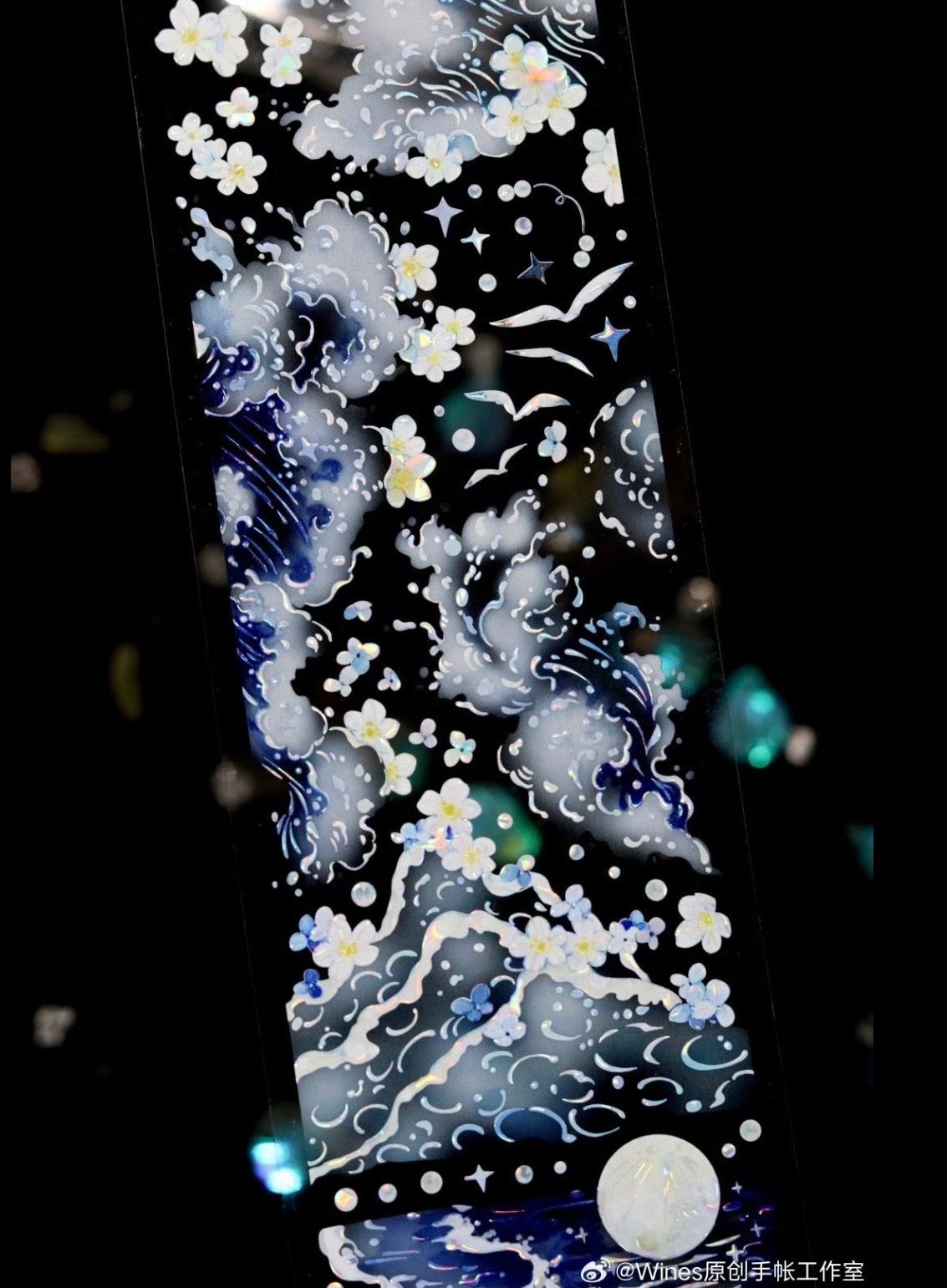 贝壳光 月海花眠 6cm×10m 100cm/loop 海外マスキングテープ 海外マステ