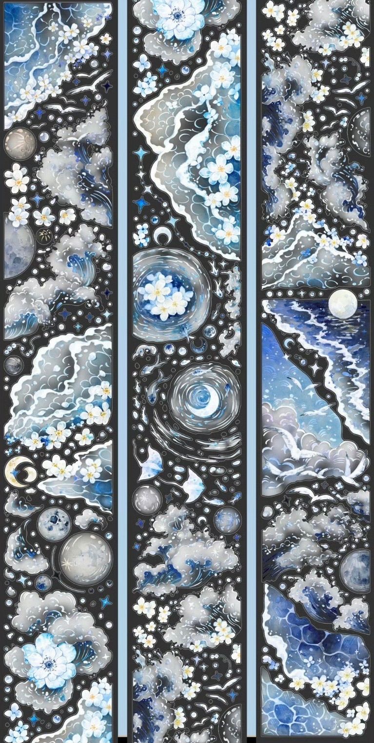 贝壳光 月海花眠 6cm×10m 100cm/loop 海外マスキングテープ 海外マステ