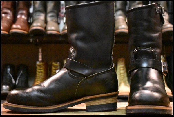 9.5 D PT 91刺繍 97年 レッドウィング 2268 エンジニア ブーツ 黒 ブラック クローム スチールトゥ redwing GP 308