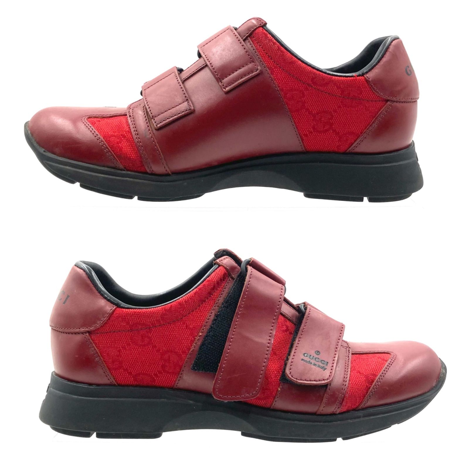 美品★グッチ　スニーカー　ベルクロ　GGキャンバス　サイズ7 □美品□GUCCI グッチ GGキャンバス×レザー ローカットスニーカー