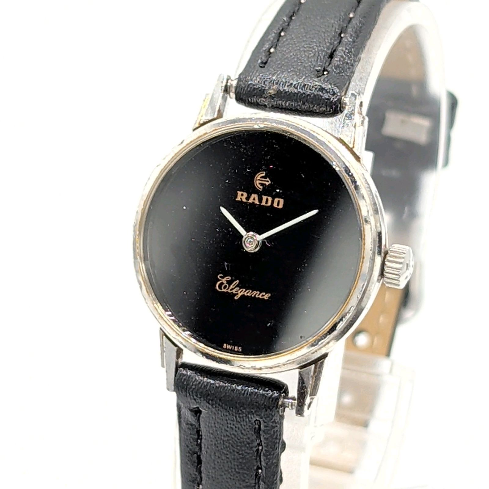 RADO ELEGANCE Watch Quartz Ladies Round Silver Black dail Y2K 00S