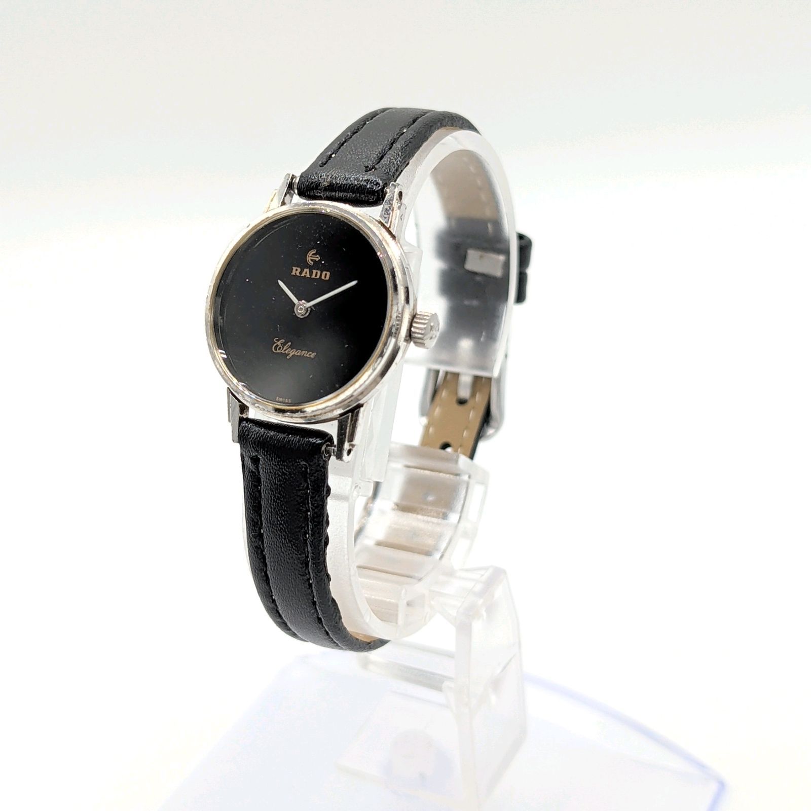 RADO ELEGANCE Watch Quartz Ladies Round Silver Black dail Y2K 00S