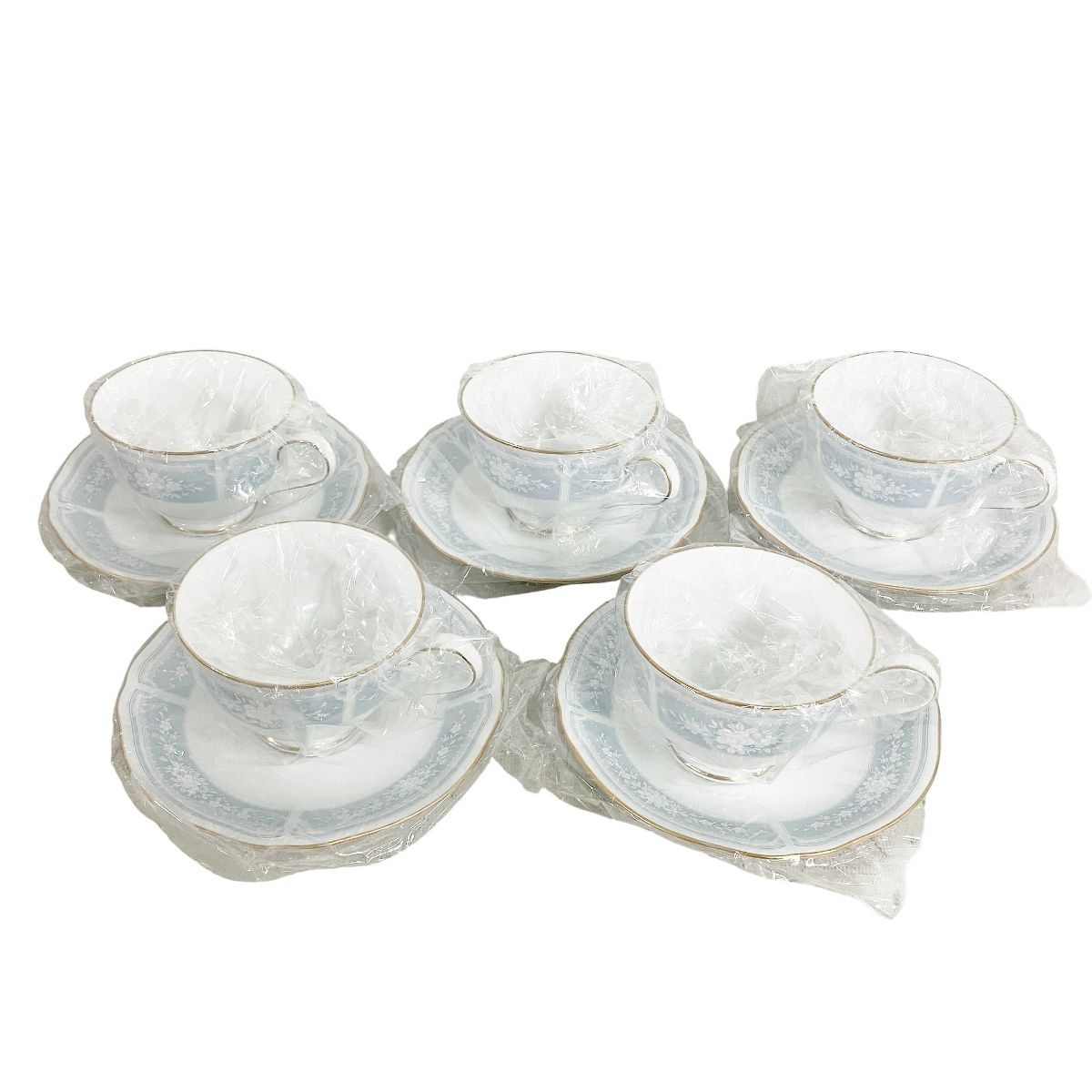 Noritake H 9587 A 1507 ノリタケ レースウッドゴールド ティー コーヒー碗皿 5客セット 開封