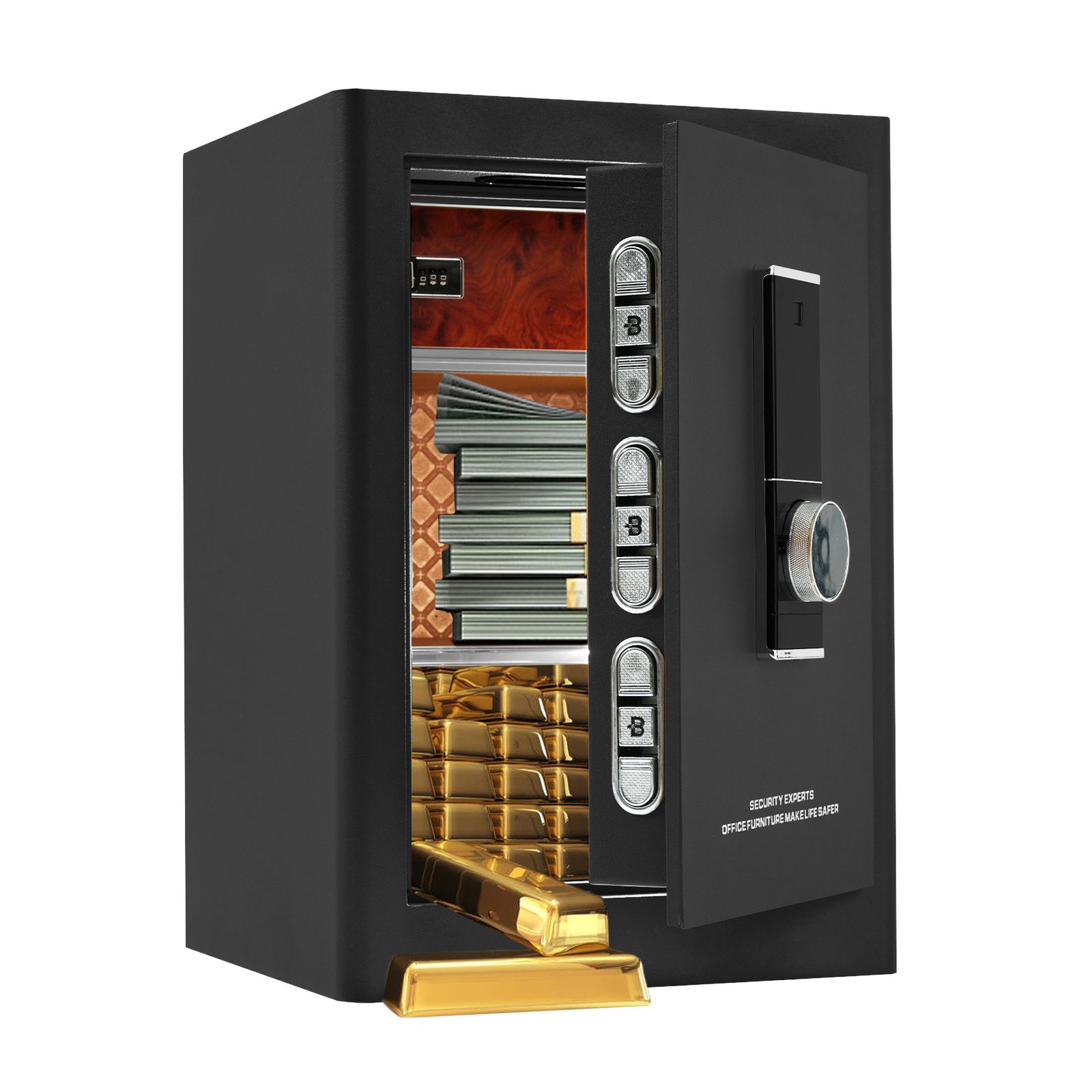 数量 金庫 家庭用 59 5 L 指紋認証 防犯金庫 大型金庫 緊急電池ボックス付き アラーム機能付き 鍵付き 防盗 旅館 店舗 事務所 ホテル 業務用 日本語取扱説明書付 書類保管 a 4ファイル 壁に固定 緊急キー2本