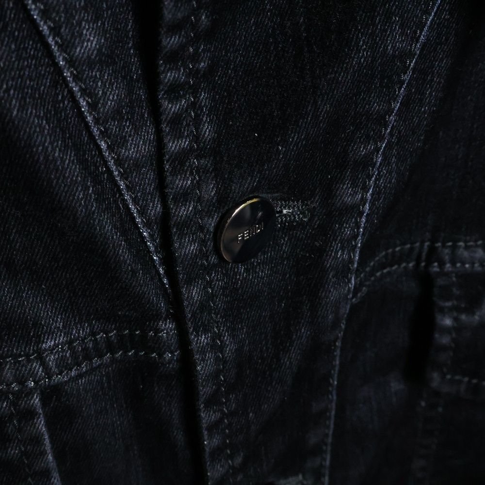 FENDI (フェンディ) デニムジャケット Gジャン ブラック FW0428 AE1Y