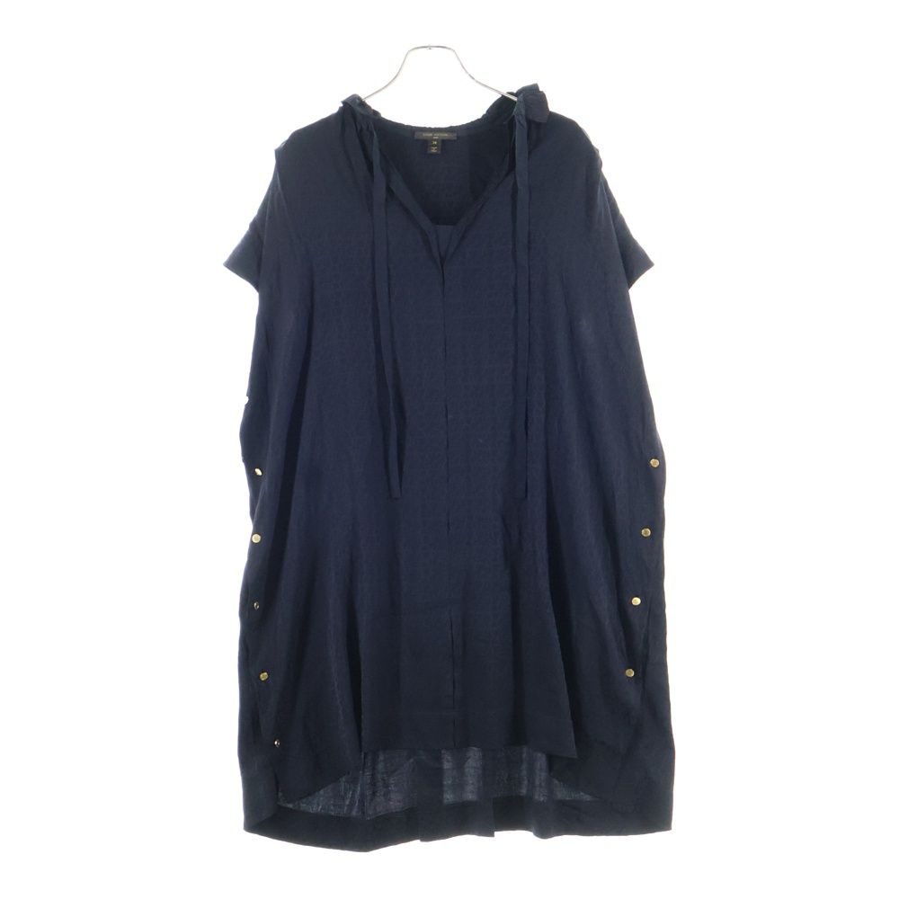 LOUIS VUITTON ルイヴィトン LVロゴ総柄 シルク ワンピース ブラウス ブラック レディース