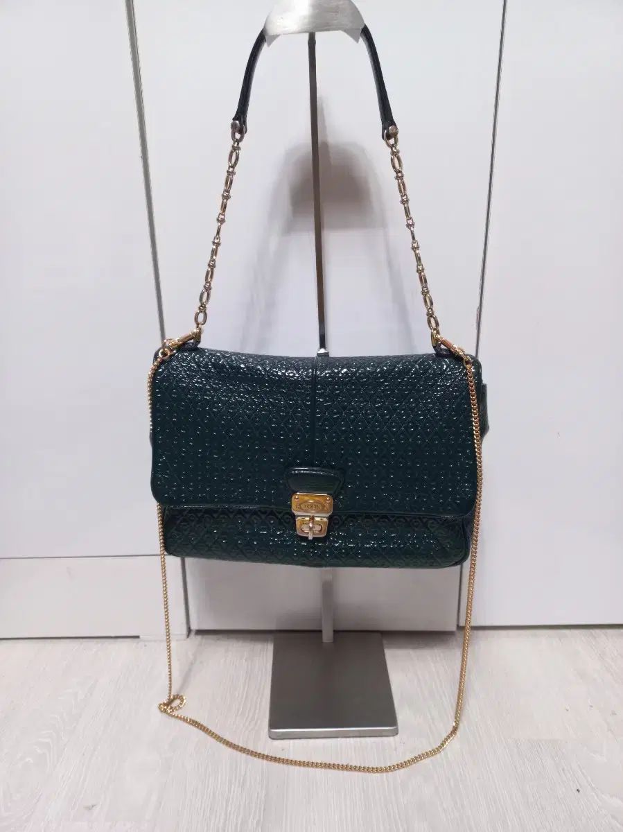 TOD S トッズ エナメル トートバッグ 兼 クロスバック ダークグリーン