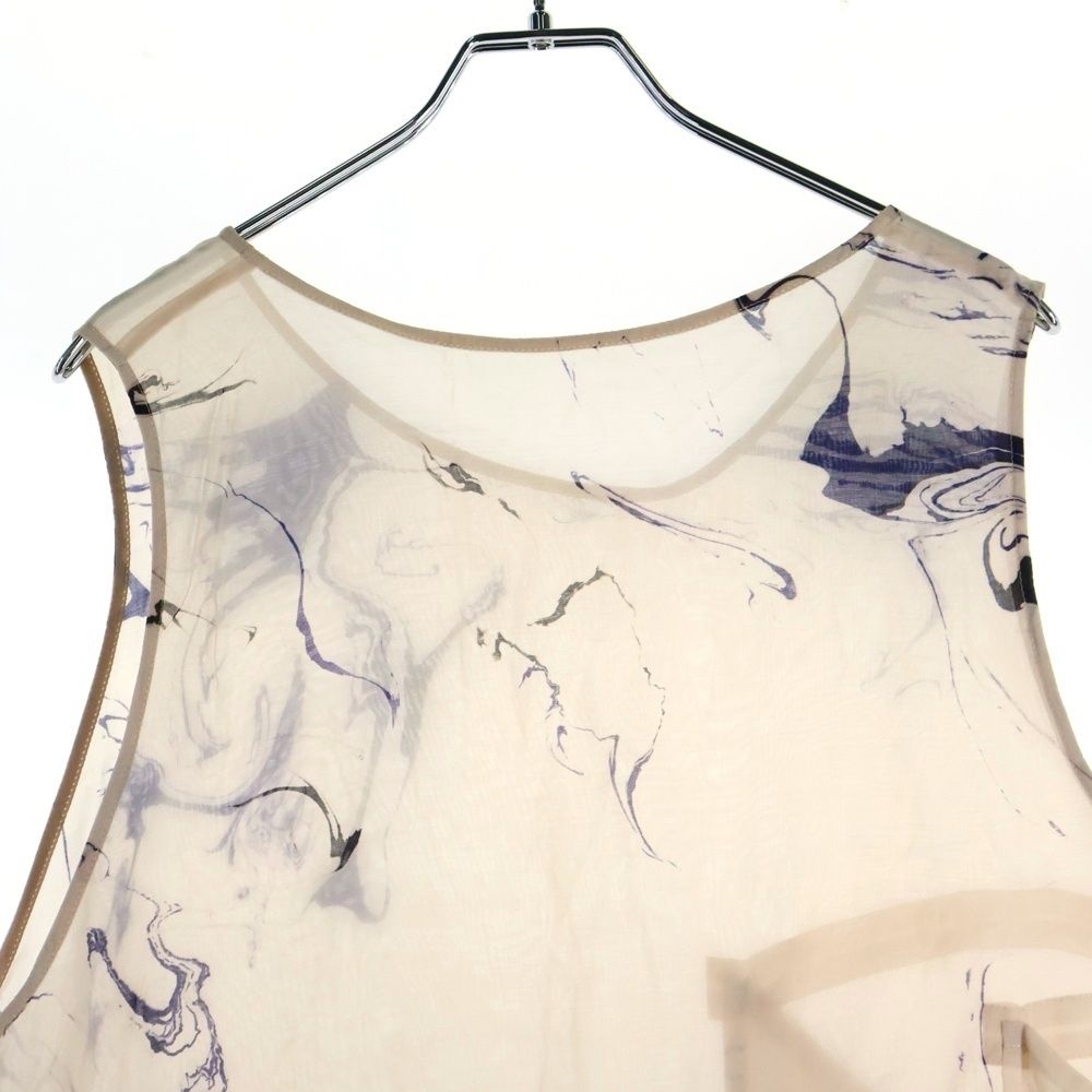 Y s ワイズ マーブル総柄 ノースリーブロングカットソー トップス レディース アイボリー YN B 09 212 その他 その他