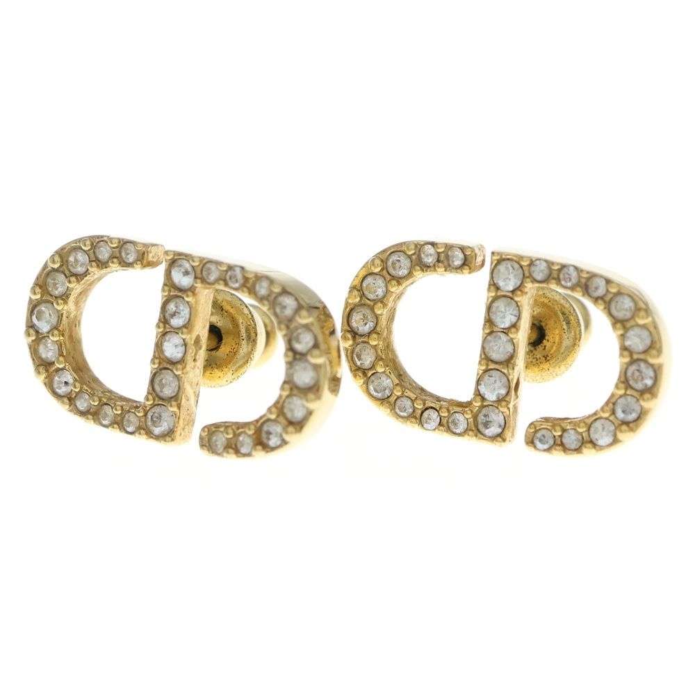 Christian Dior クリスチャンディオール CDロゴ ラインストーンピアス ゴールド