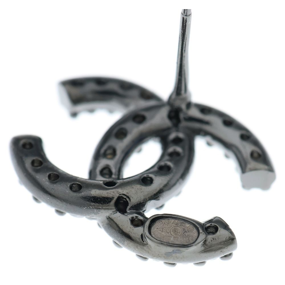 CHANEL (シャネル) ココマーク ラインストーンピアス ブラック