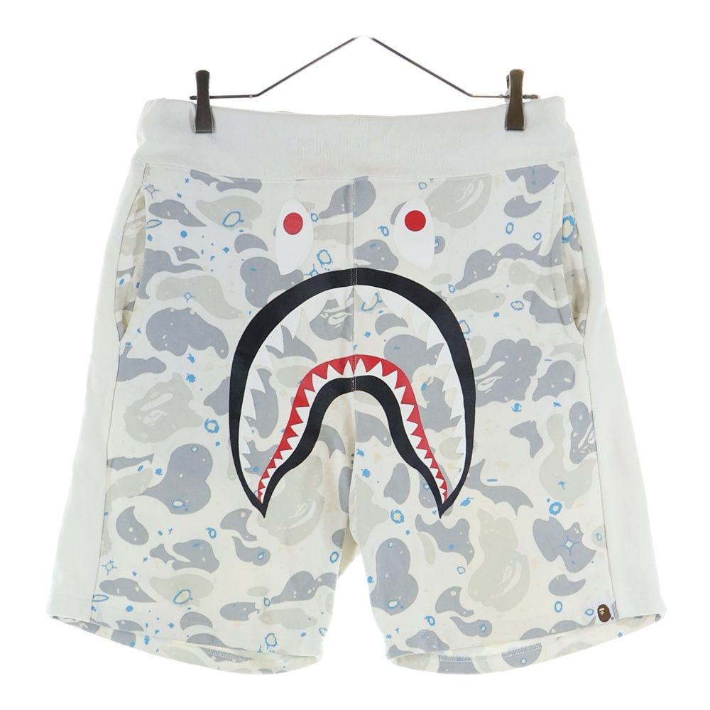A BATHING APE アベイシングエイプ SPACE CAMO SHARK SWEAT SHORTS シャーク スペースカモ スウェットショーツ ハーフパンツ ホワイト