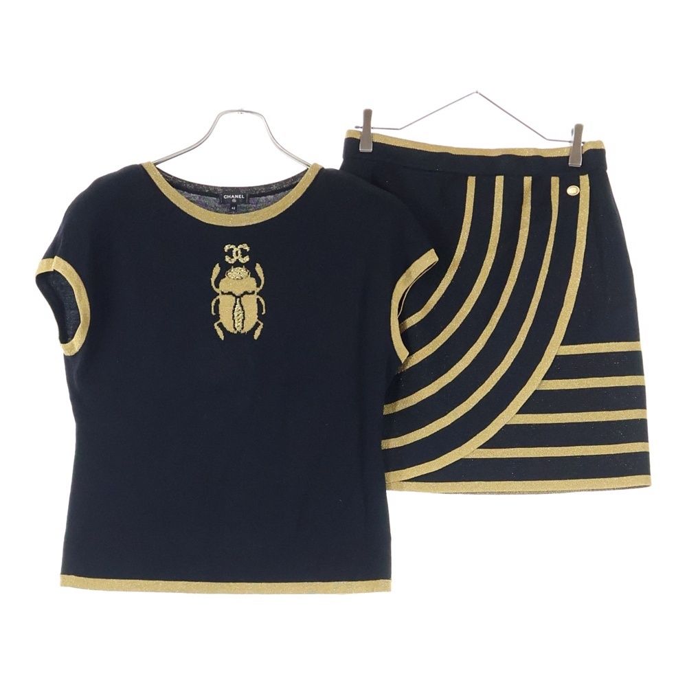 CHANEL スカラベモチーフ キャッシュミアセーター CHANEL (シャネル) ココマーク スカラベ セットアップ 刺繍 クルー