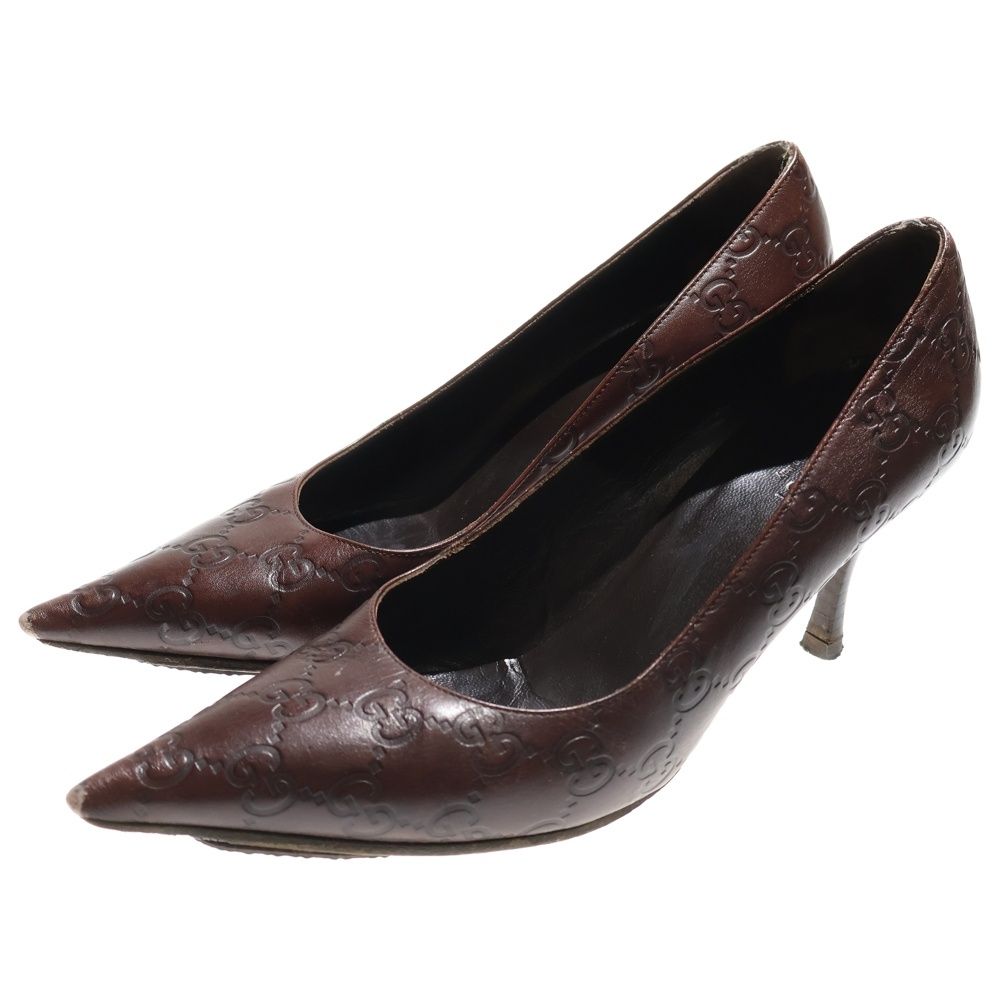 GUCCI (グッチ) グッチシマ レザー ポインテッドトゥ ヒール パンプス