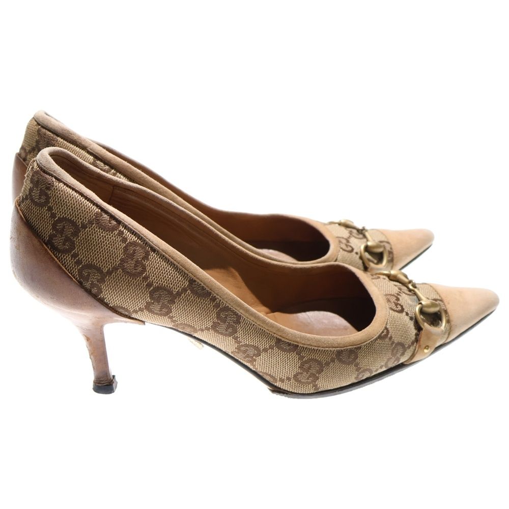 GUCCI (グッチ) GGキャンバス スエードレザー ホースビット ポイン