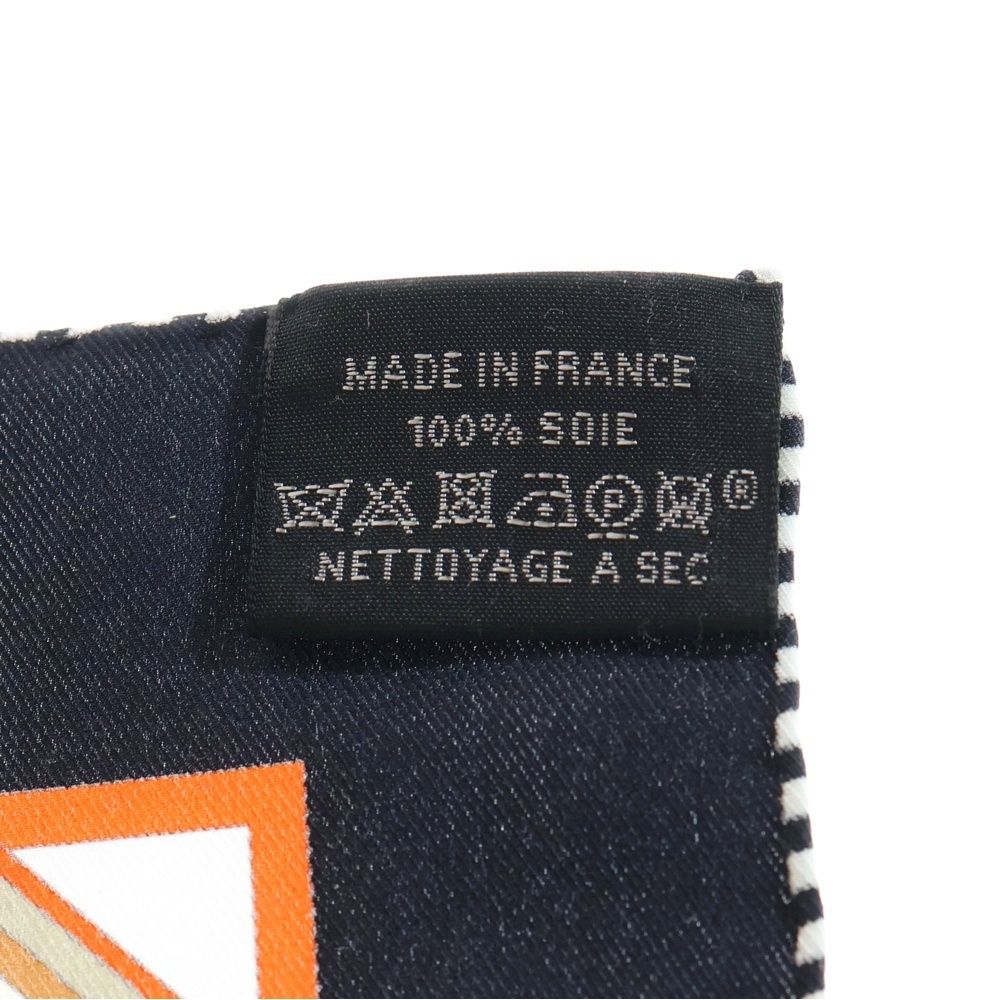 HERMES エルメス カレ90 鞍職人の花束 Bouquets Sellier スカーフ ホワイト×ブラック×オレンジ その他 小物 メンズ